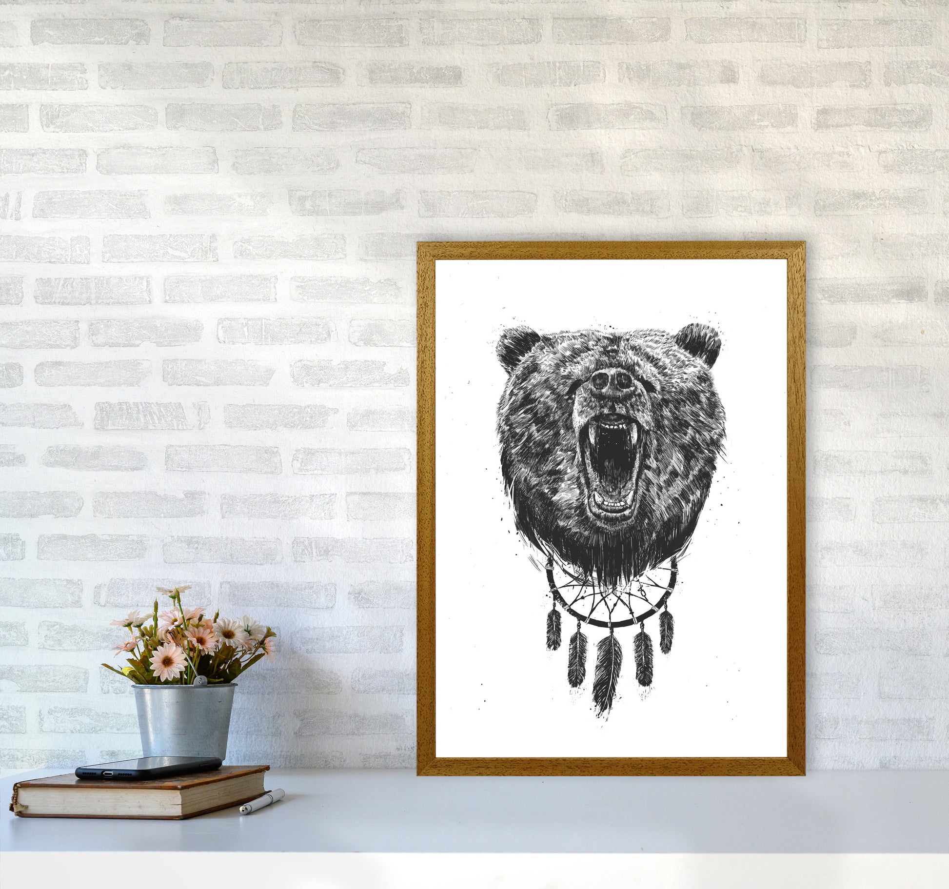 Don't Wake The Bear Animal Art Print by Balaz Solti A2 Print Only