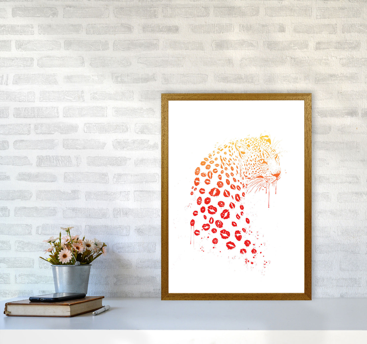 Kiss Me Leopard Animal Art Print by Balaz Solti A2 Print Only