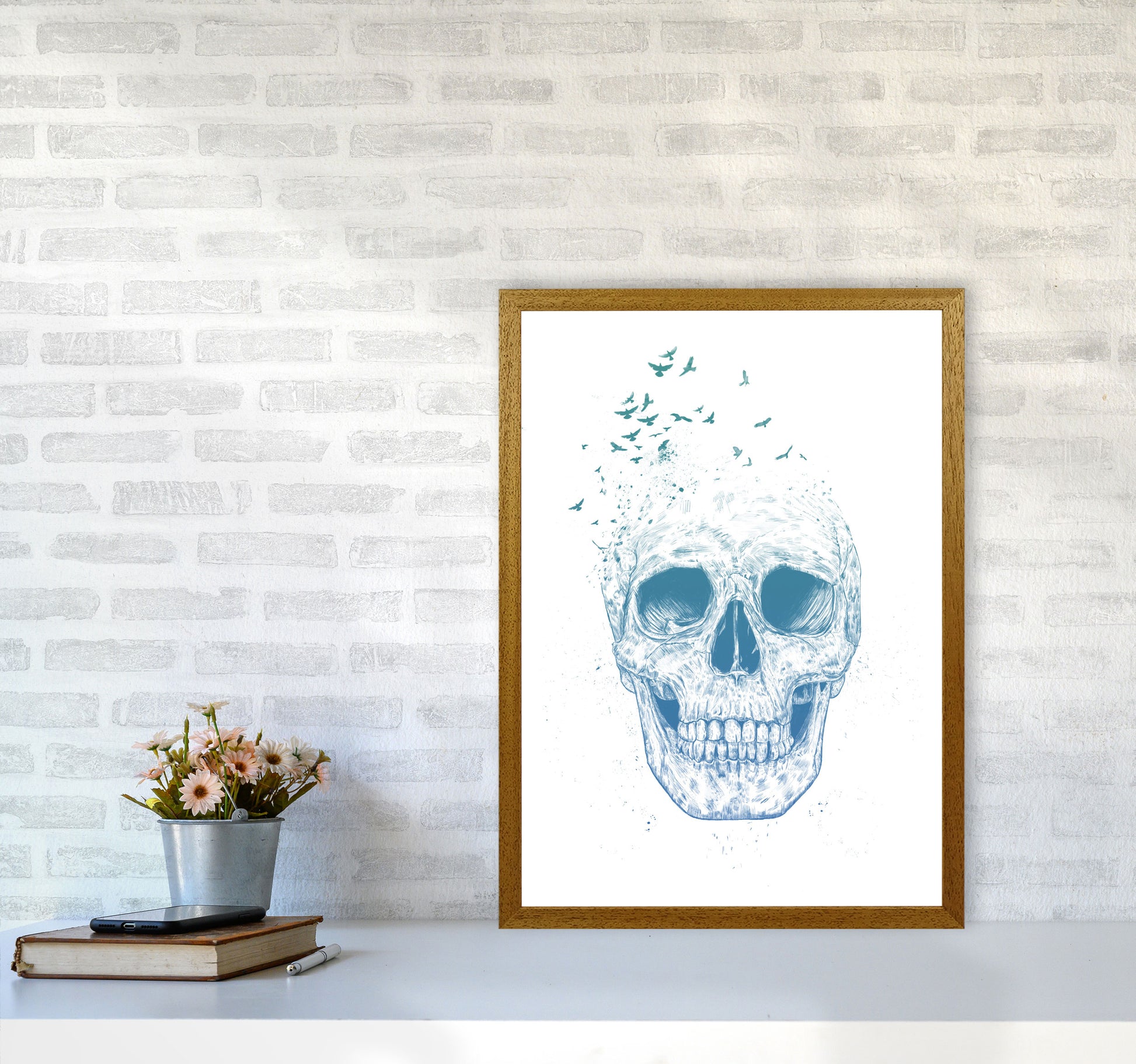 Let Them Fly Skull Gothic Art Print by Balaz Solti A2 Print Only