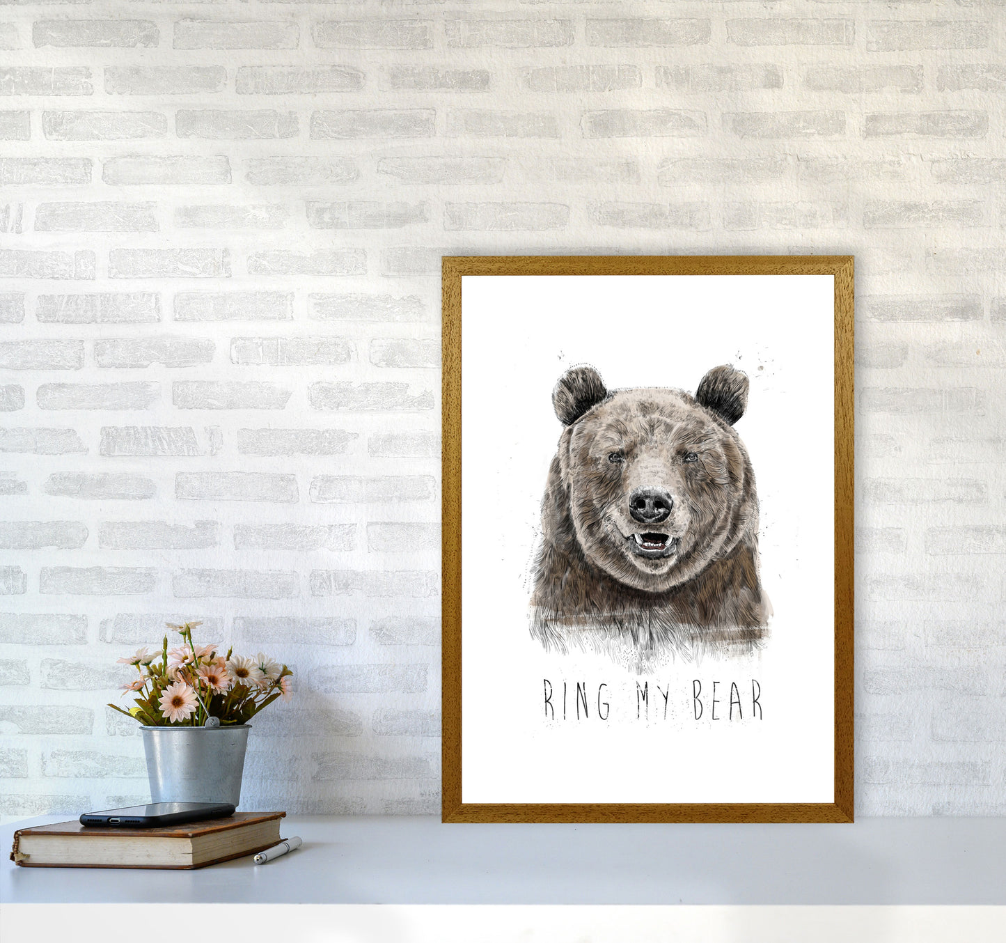 Ring My Bear Animal Art Print by Balaz Solti A2 Print Only