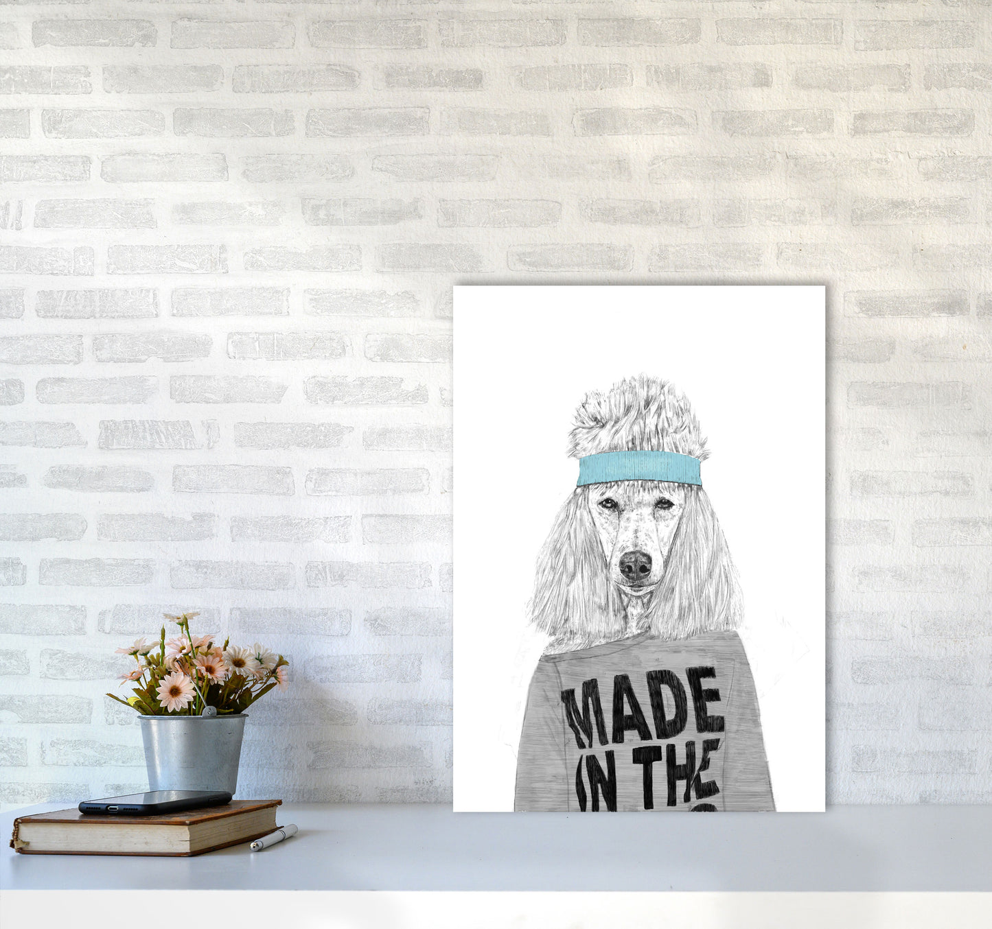 80's Bitch Dog Animal Modern Art Print by Balaz Solti A2 Black Frame
