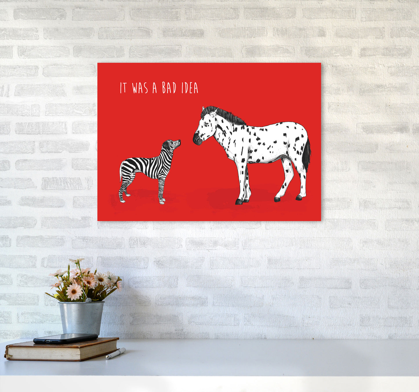 It Was A Bad Idea Humorous Animals Animal Art Print by Balaz Solti A2 Black Frame