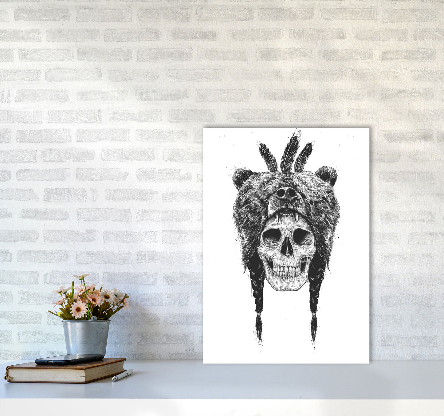 Dead Shaman B&W Gothic Art Print by Balaz Solti A2 Black Frame