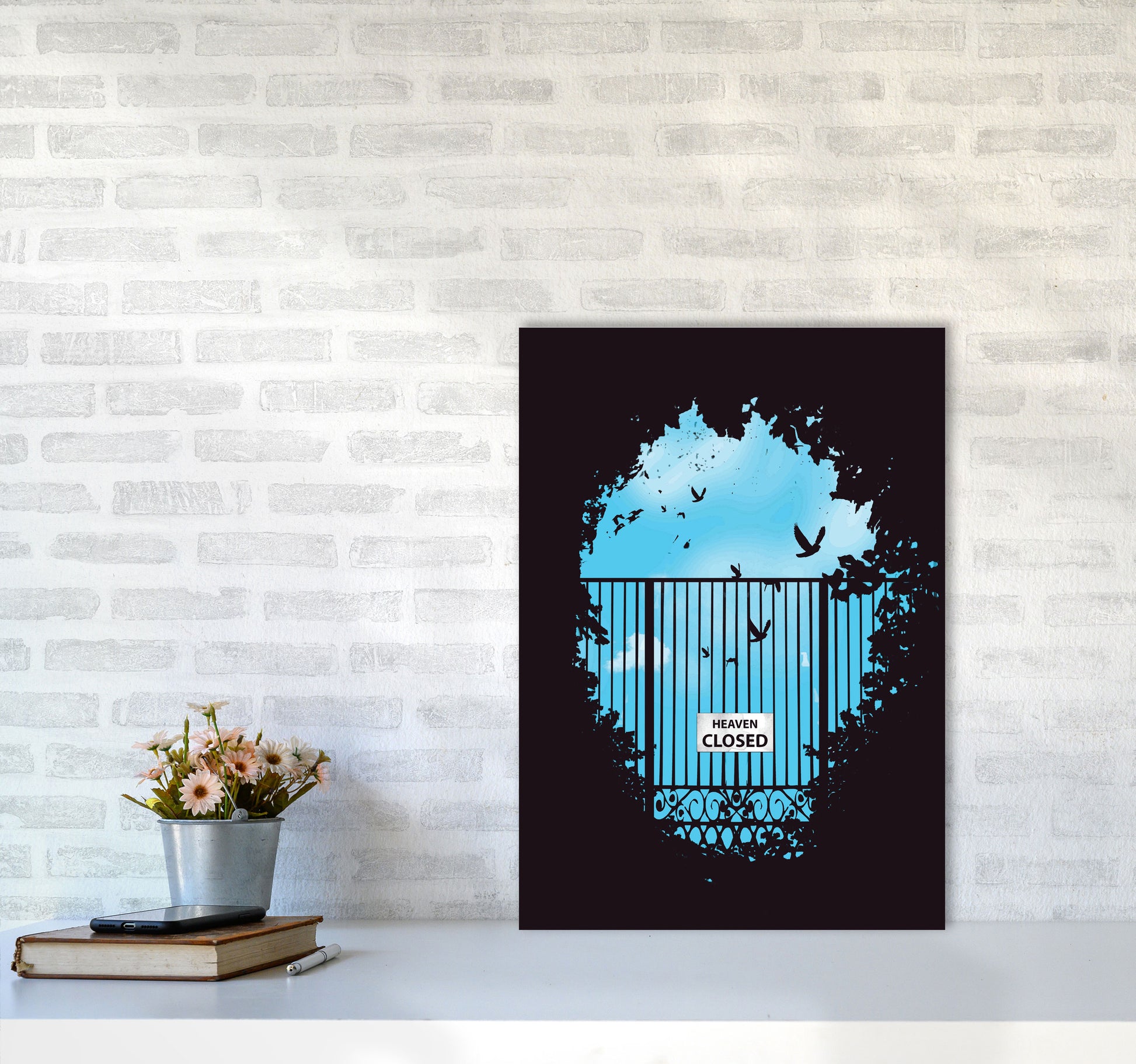 Heavens Door Art Print by Balaz Solti A2 Black Frame