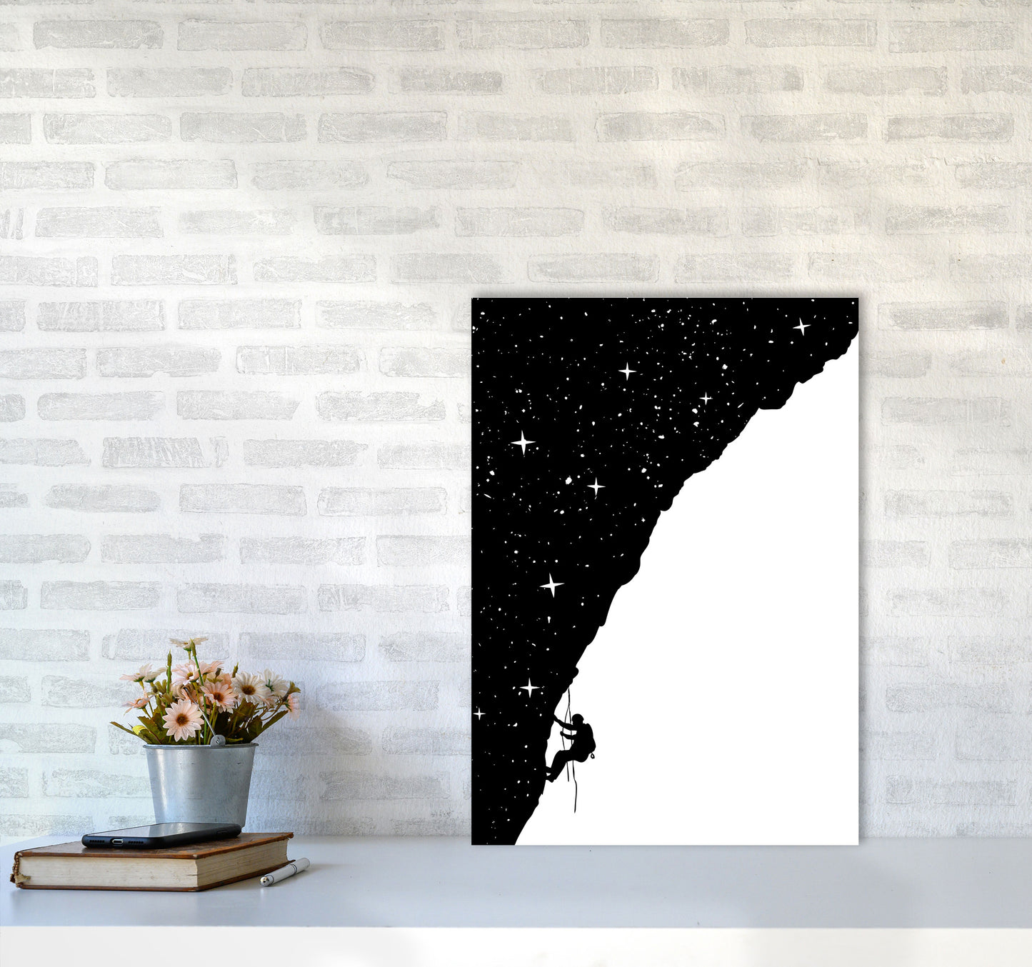 Night Climber B&W Art Print by Balaz Solti A2 Black Frame