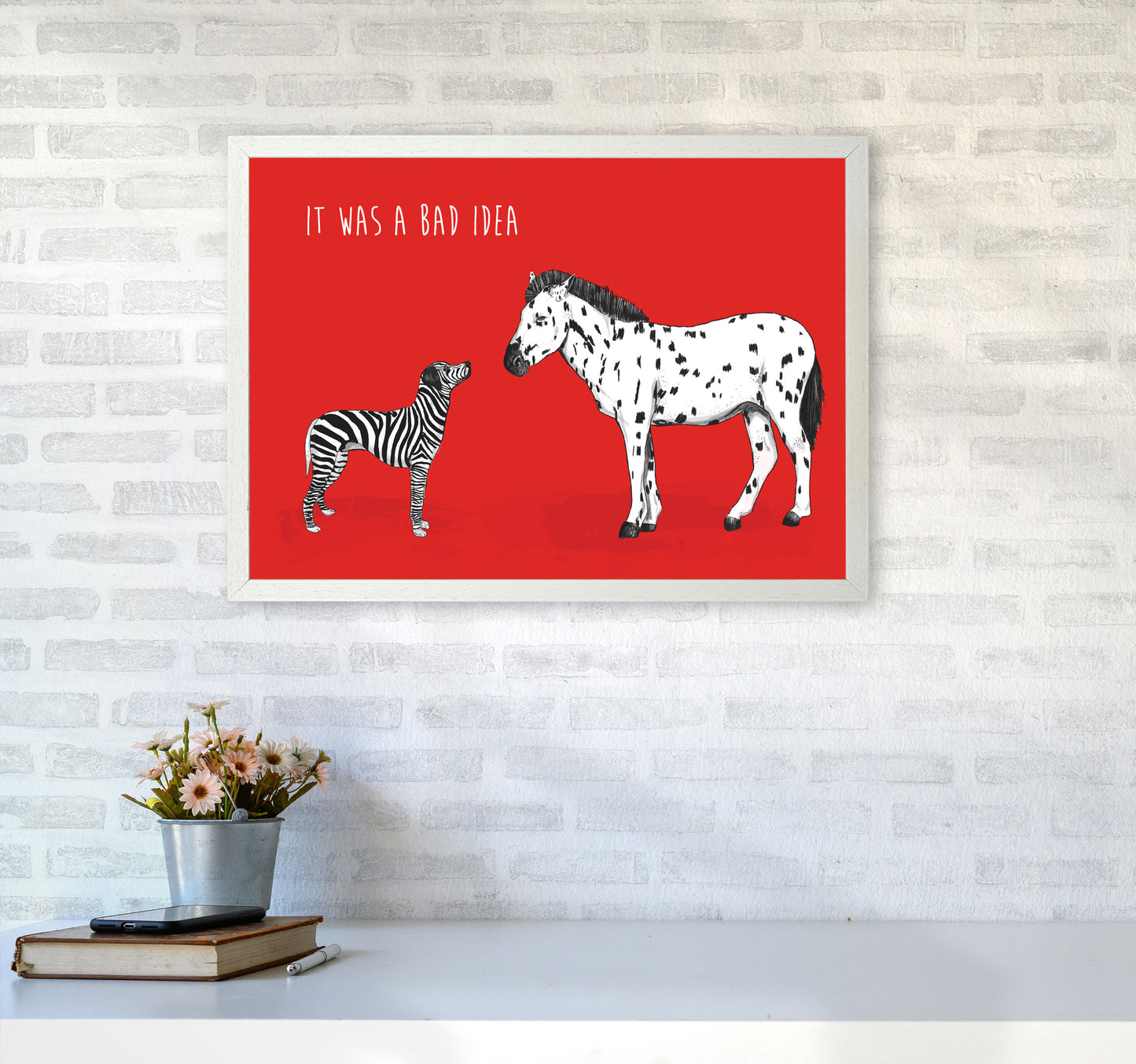 It Was A Bad Idea Humorous Animals Animal Art Print by Balaz Solti A2 Oak Frame