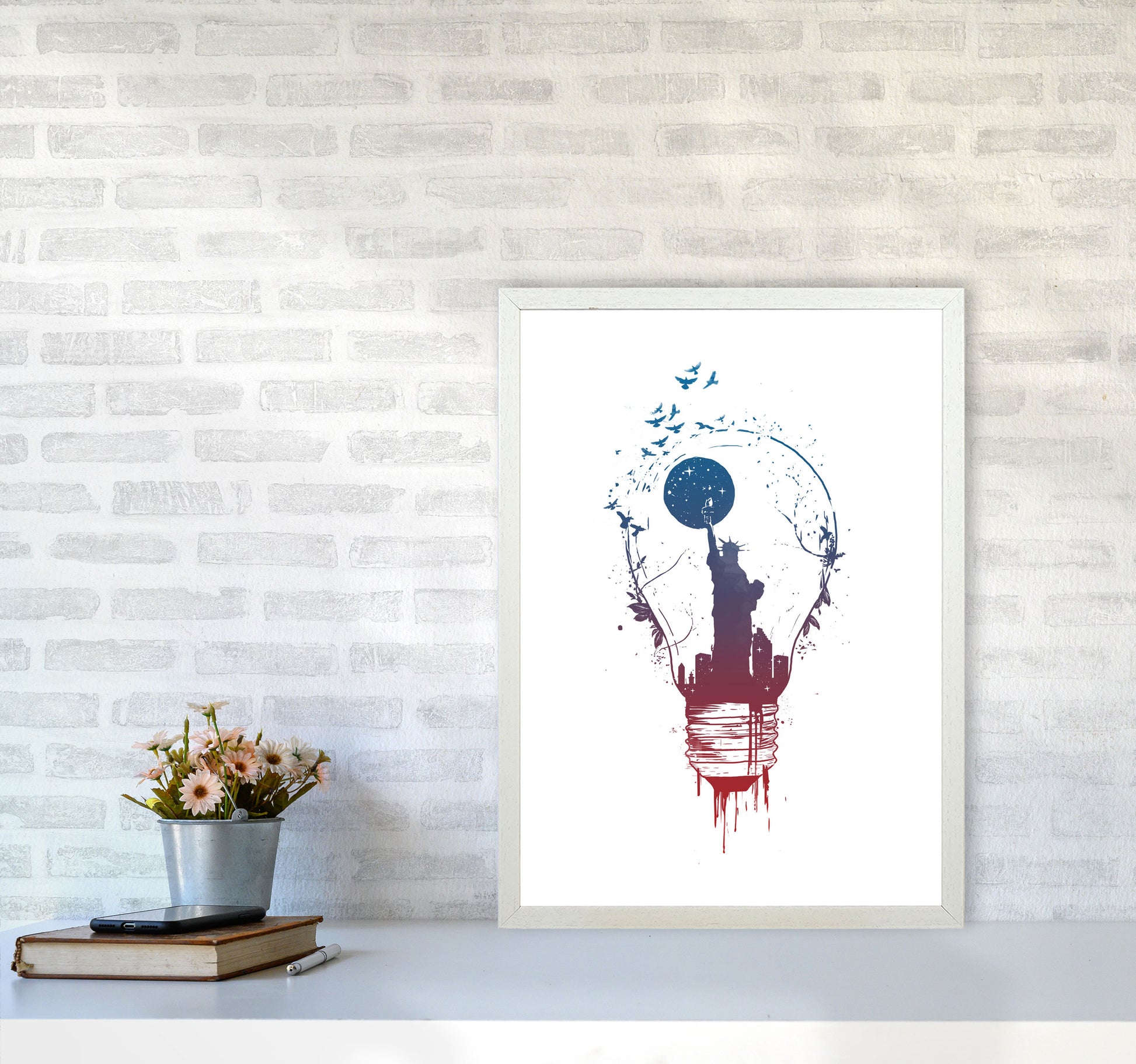 Big City Lights Art Print by Balaz Solti A2 Oak Frame