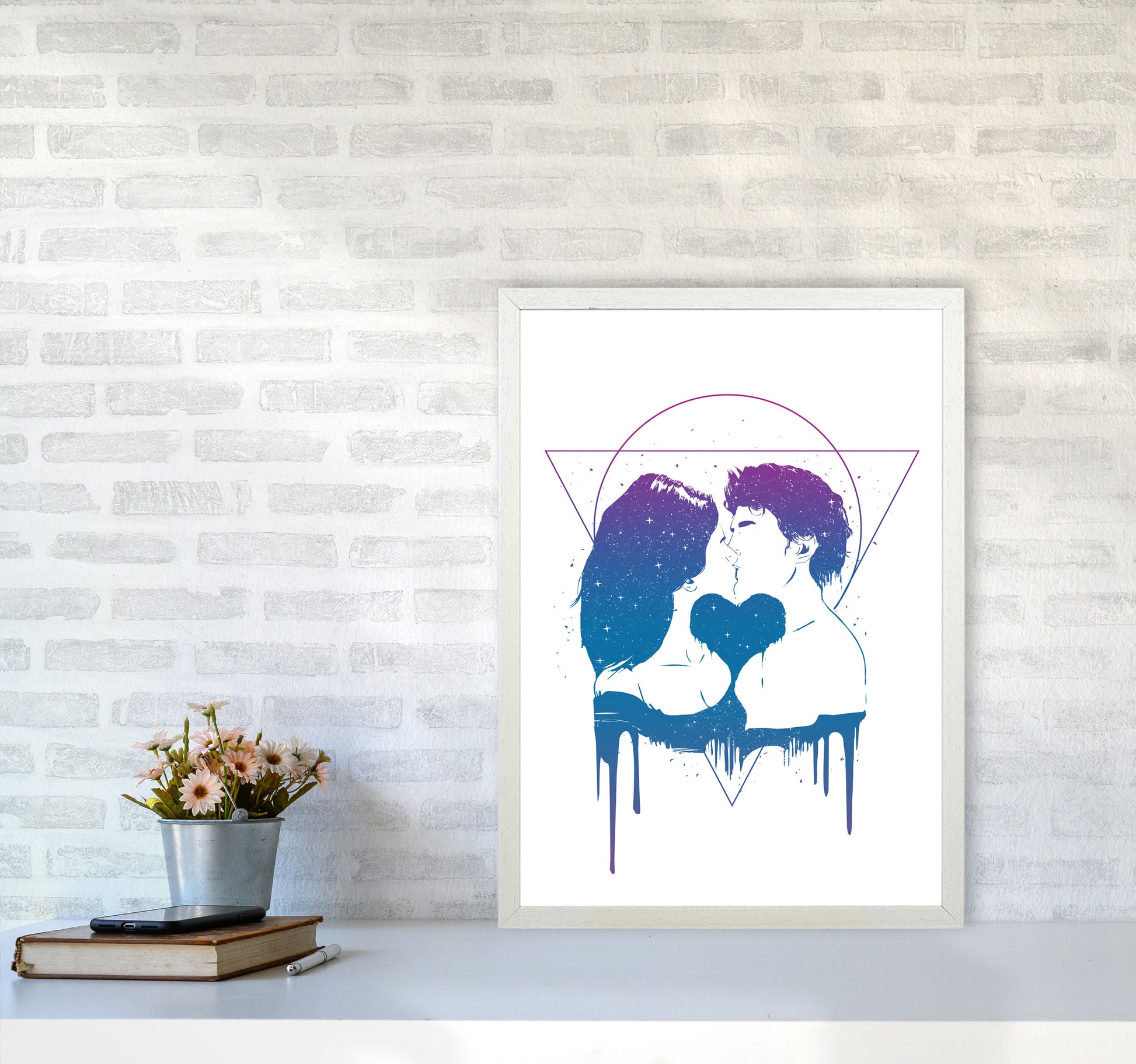 Cosmic Love Art Print by Balaz Solti A2 Oak Frame