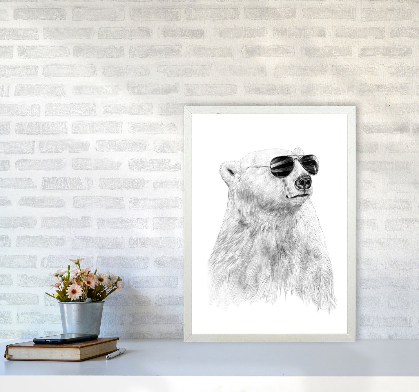 Don't Let The Sun Go Down Bear Animal Art Print by Balaz Solti A2 Oak Frame