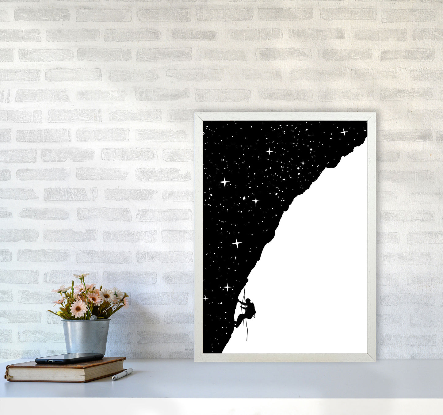 Night Climber B&W Art Print by Balaz Solti A2 Oak Frame