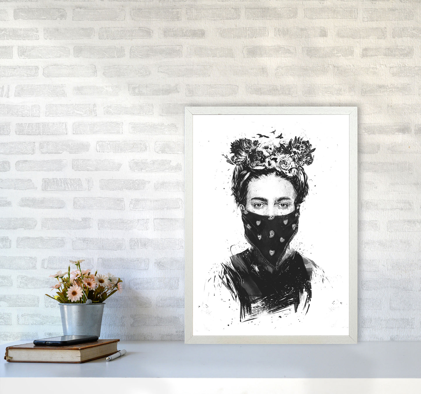 Rebel Girl Art Print by Balaz Solti A2 Oak Frame