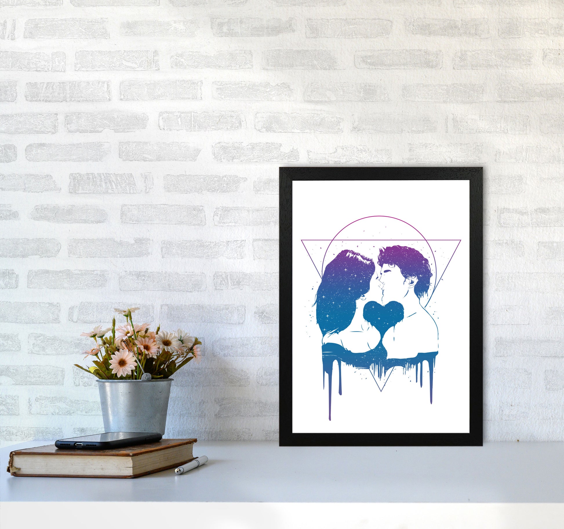 Cosmic Love Art Print by Balaz Solti A3 White Frame
