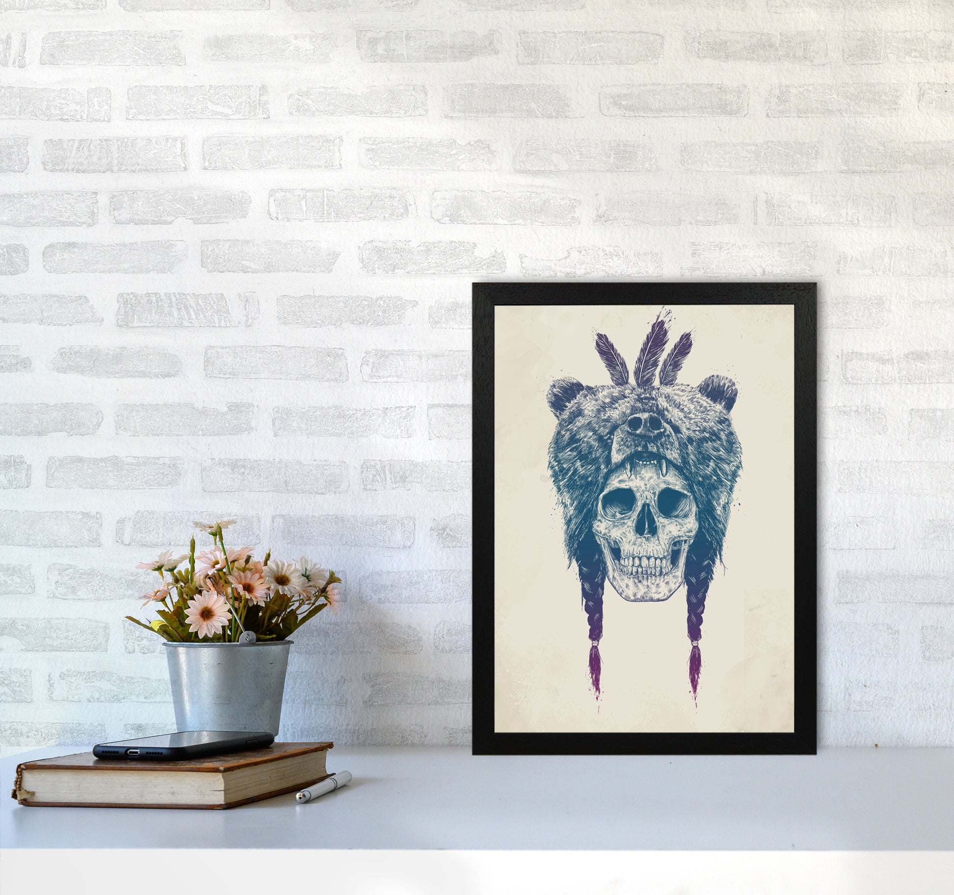 Dead Shaman Gothic Art Print by Balaz Solti A3 White Frame