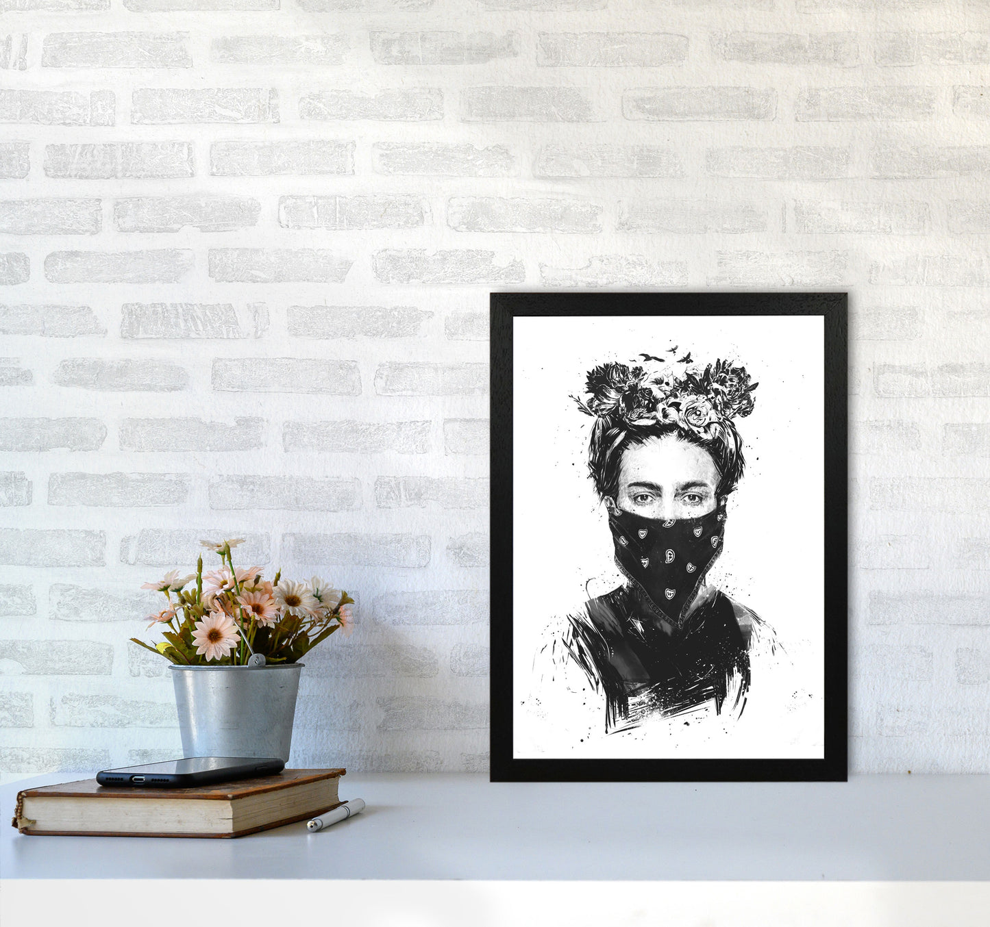 Rebel Girl Art Print by Balaz Solti A3 White Frame