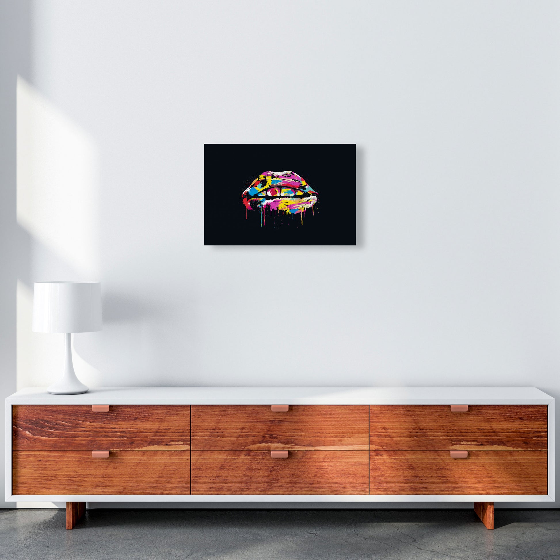 Colourful Lips Modern Art Print by Balaz Solti A3 Canvas