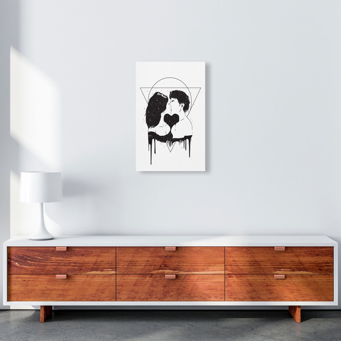 Cosmic Love B&W Art Print by Balaz Solti A3 Canvas