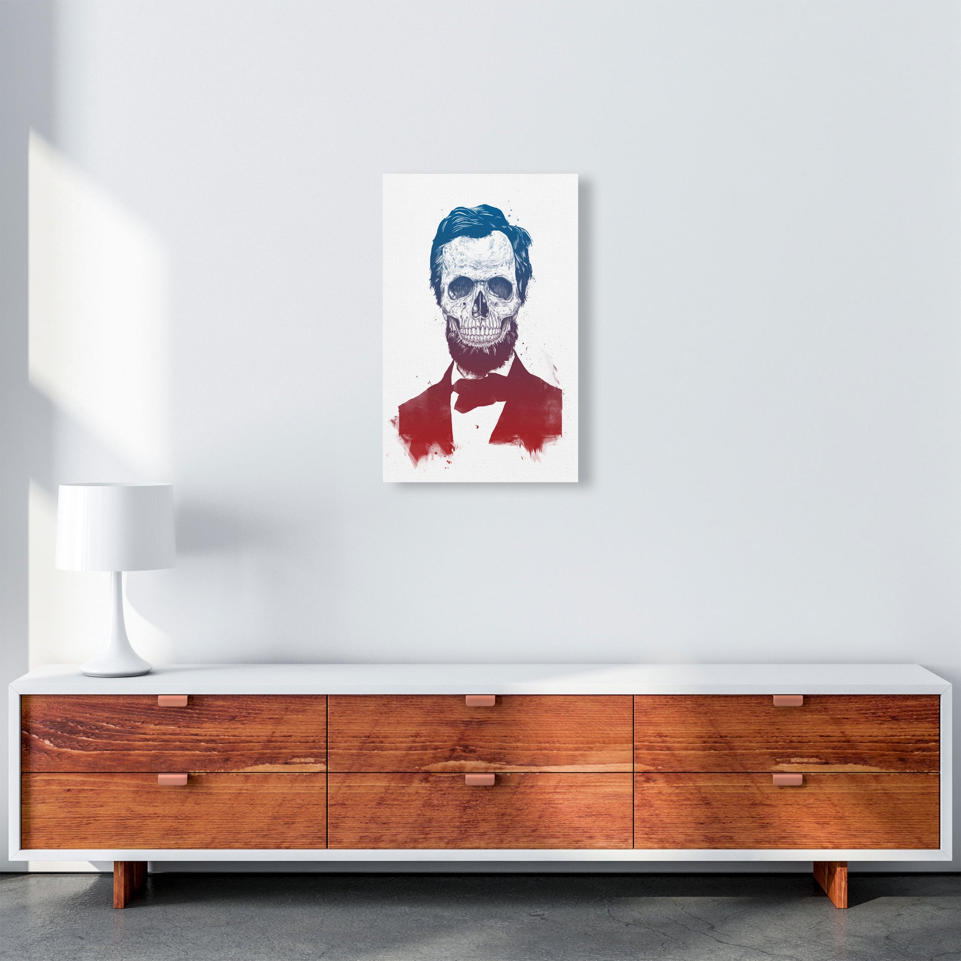 Dead Lincoln Skull Modern Art Print by Balaz Solti A3 Canvas