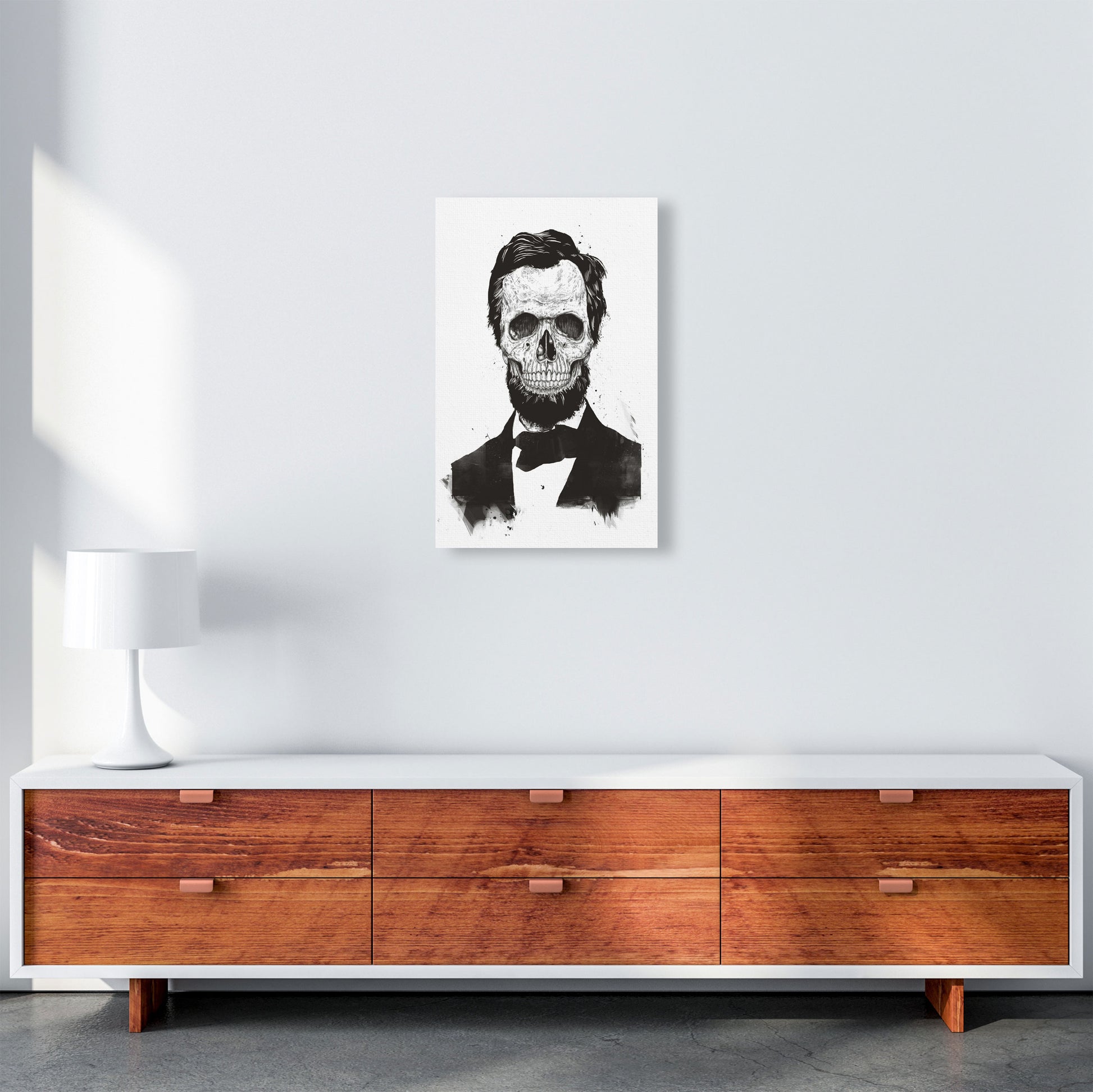 Dead Lincoln Skull B&W Modern Art Print by Balaz Solti A3 Canvas