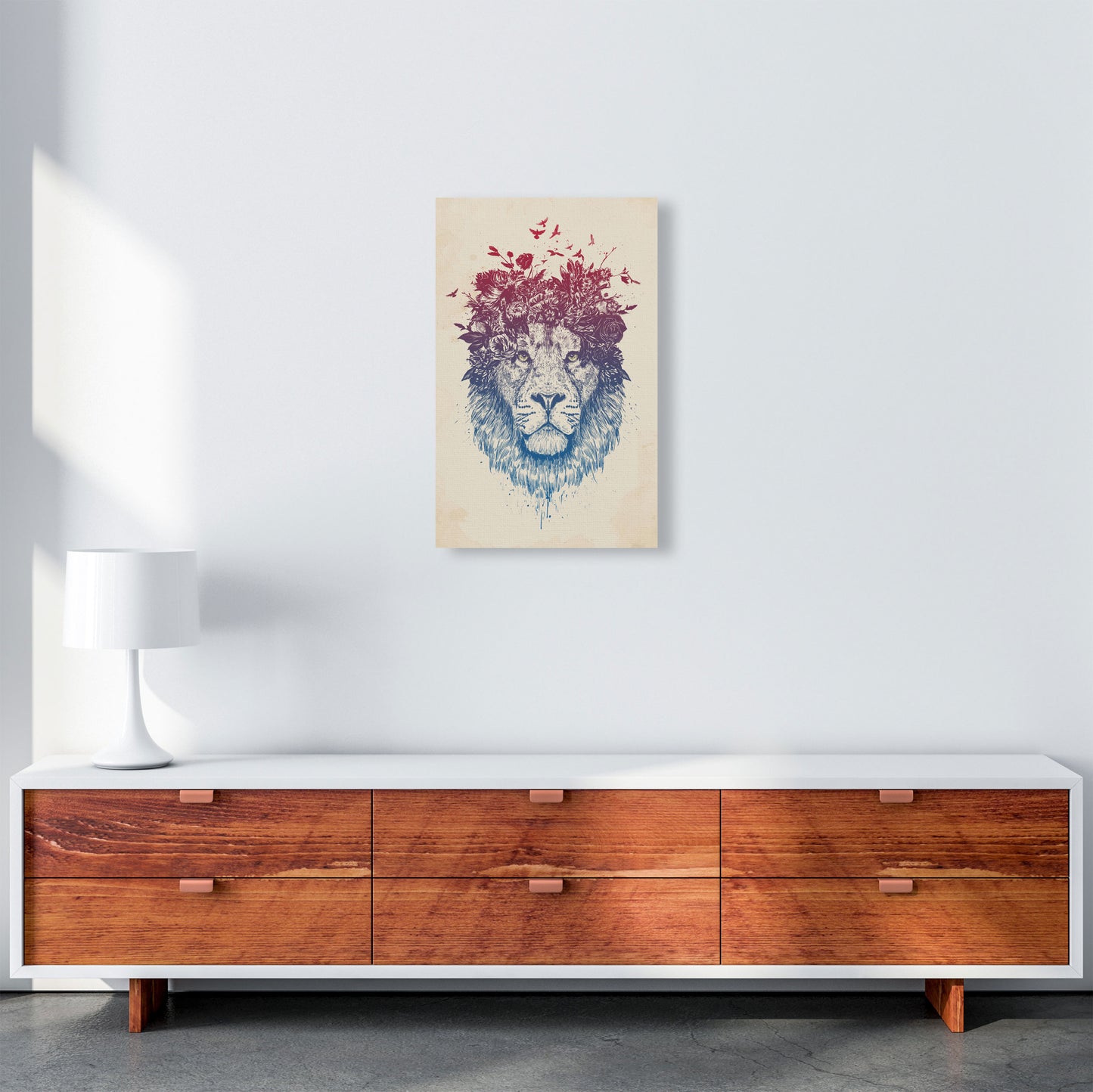 Floral Lion Animal Art Print by Balaz Solti A3 Canvas