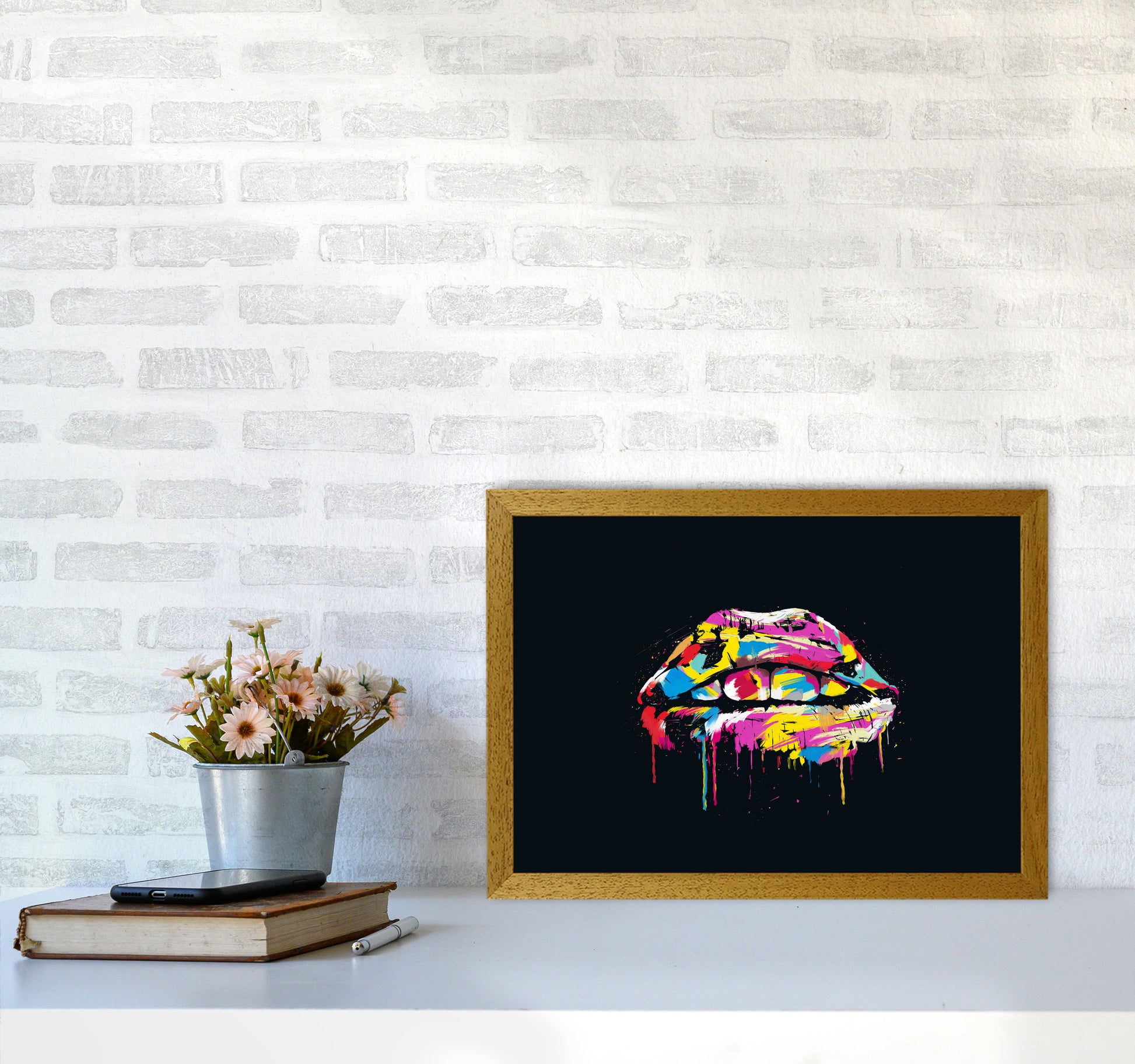 Colourful Lips Modern Art Print by Balaz Solti A3 Print Only