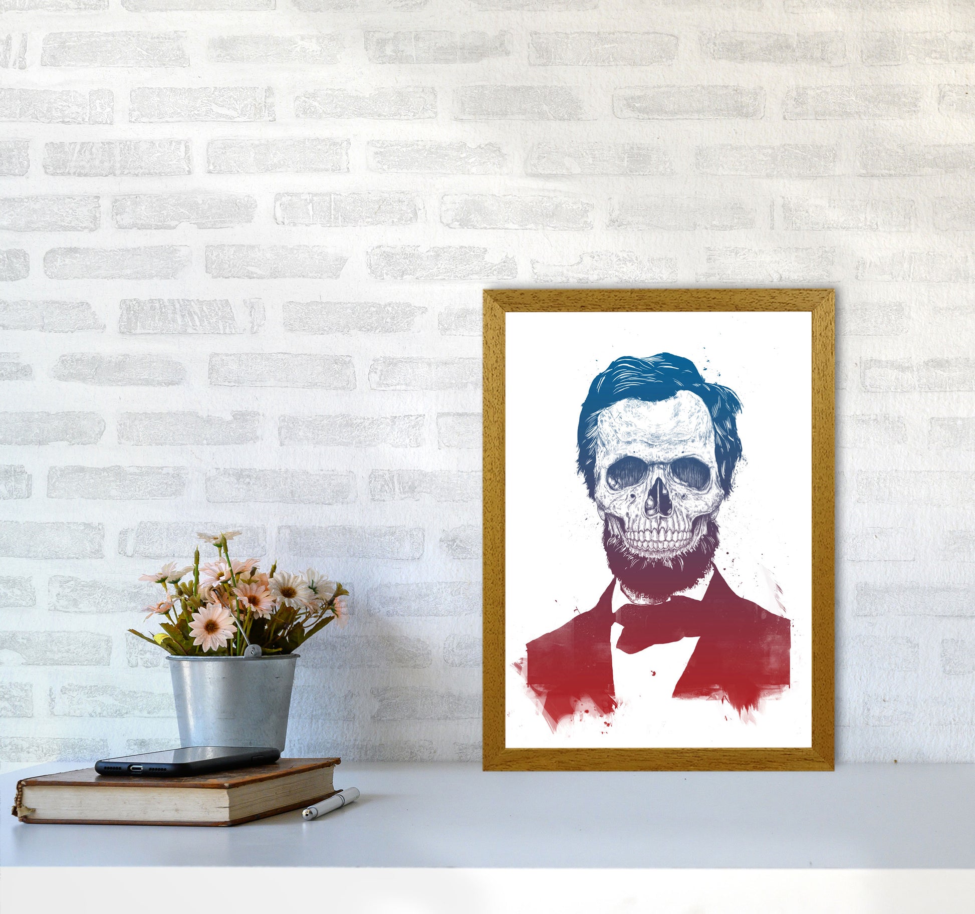 Dead Lincoln Skull Modern Art Print by Balaz Solti A3 Print Only