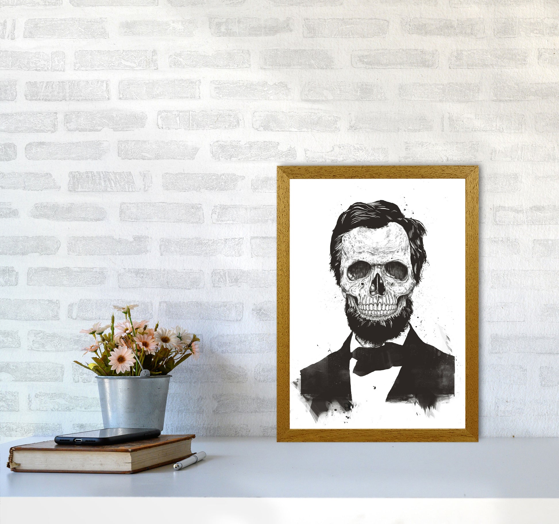 Dead Lincoln Skull B&W Modern Art Print by Balaz Solti A3 Print Only