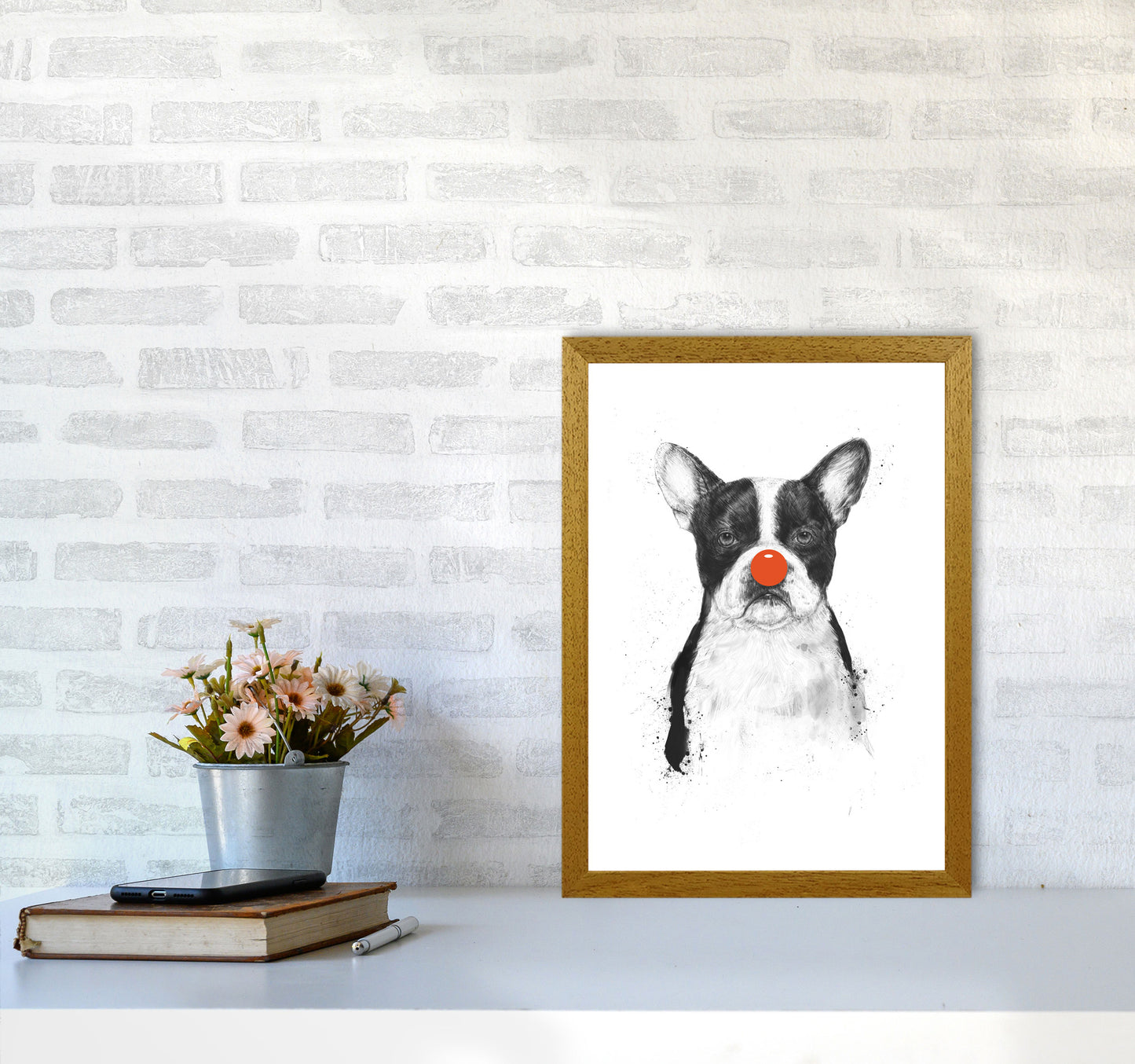 I'm Not Your Clown Bulldog Animal Art Print by Balaz Solti A3 Print Only