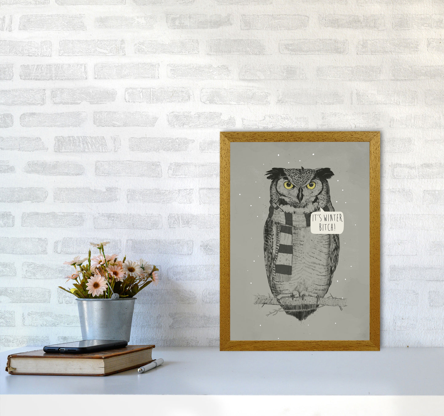 It's Winter B*tch Animal Art Print by Balaz Solti A3 Print Only