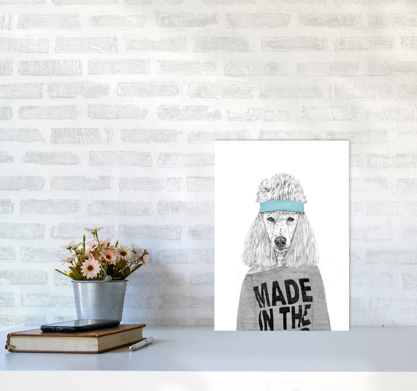 80's Bitch Dog Animal Modern Art Print by Balaz Solti A3 Black Frame