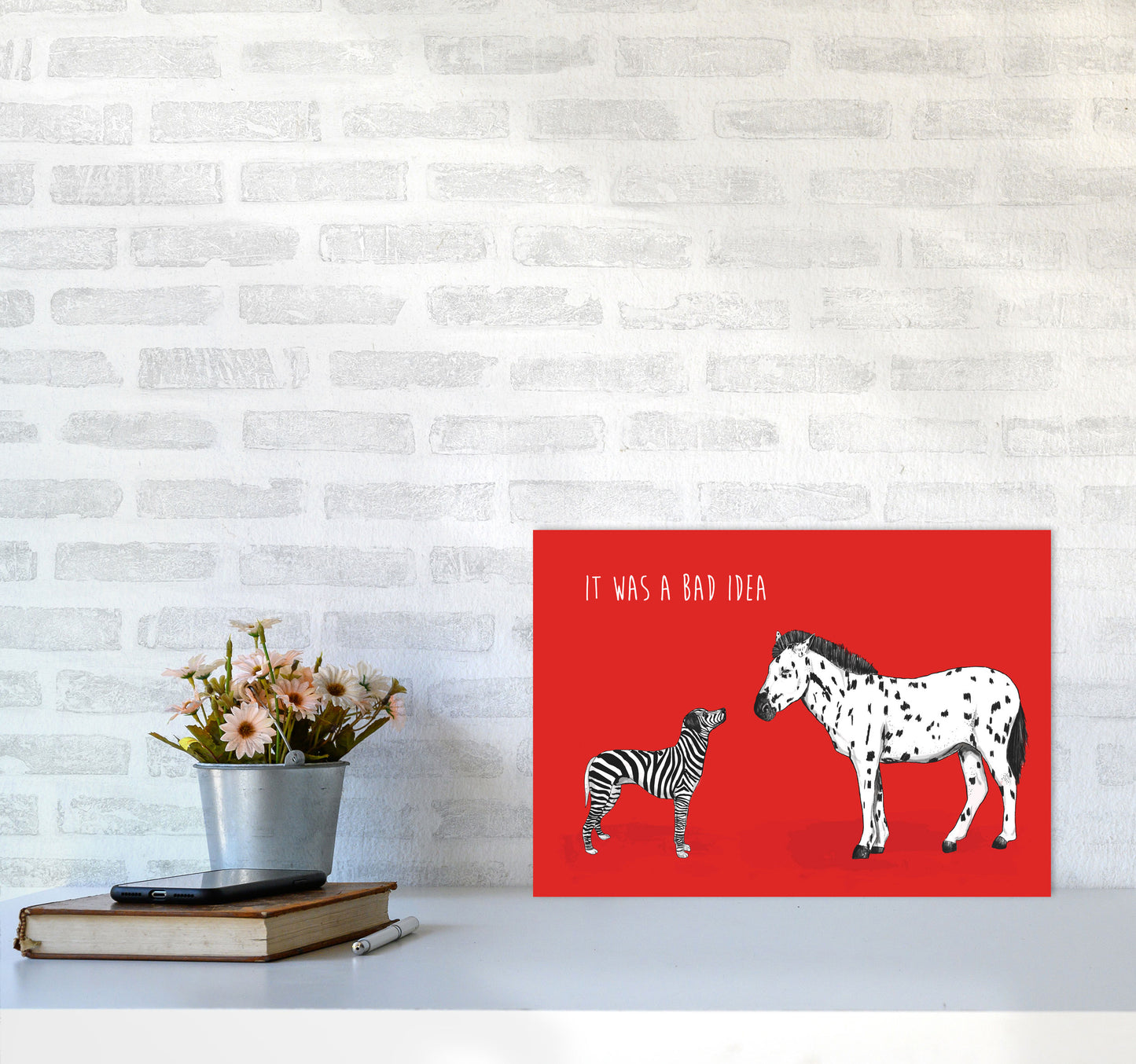 It Was A Bad Idea Humorous Animals Animal Art Print by Balaz Solti A3 Black Frame