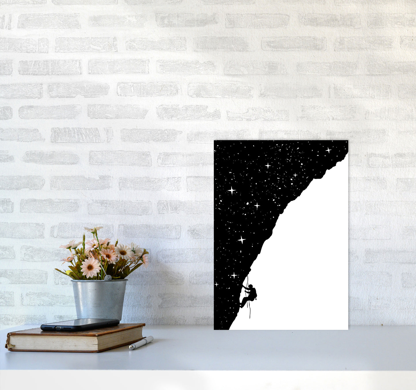 Night Climber B&W Art Print by Balaz Solti A3 Black Frame