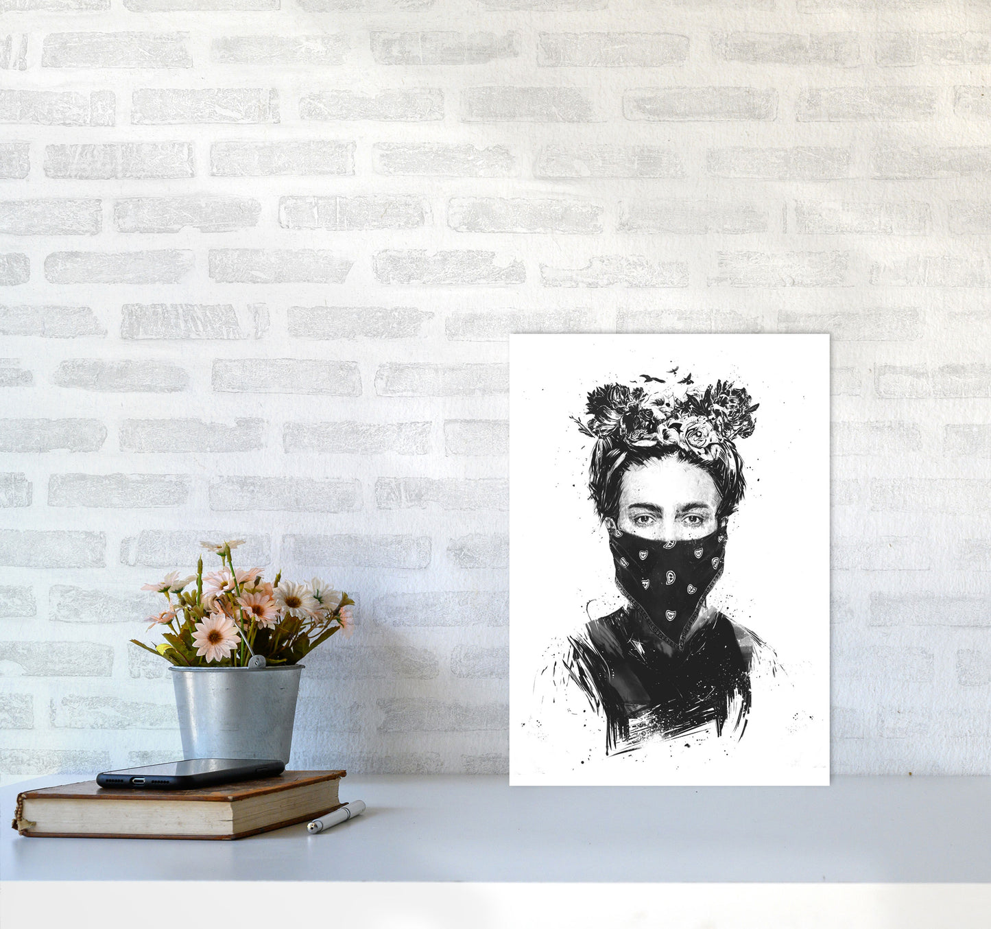 Rebel Girl Art Print by Balaz Solti A3 Black Frame