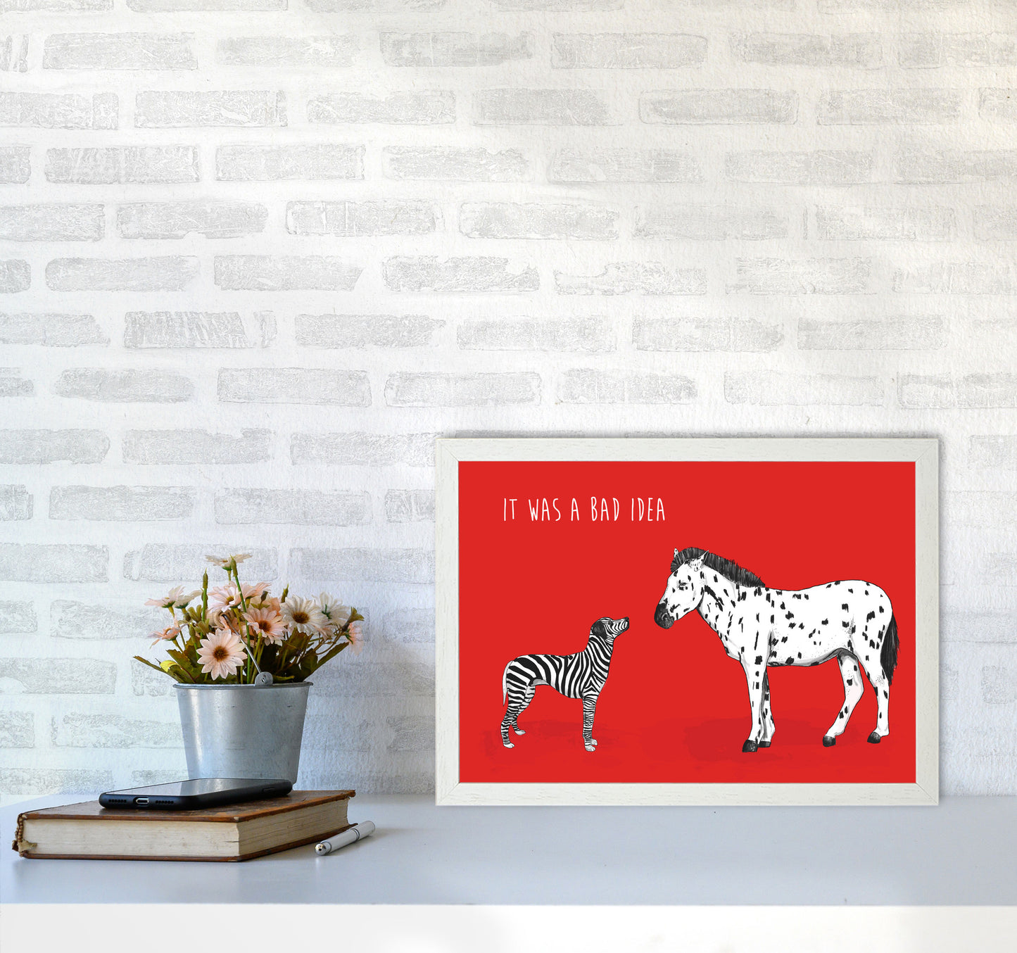 It Was A Bad Idea Humorous Animals Animal Art Print by Balaz Solti A3 Oak Frame