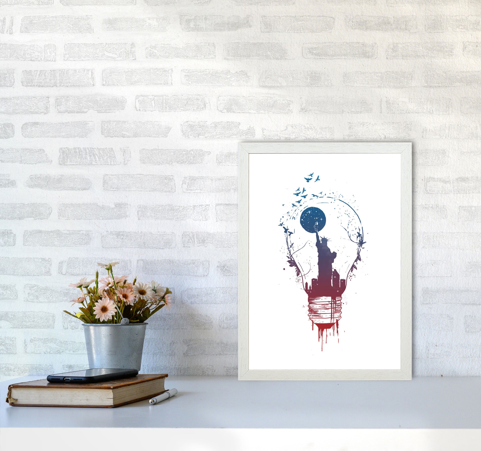 Big City Lights Art Print by Balaz Solti A3 Oak Frame