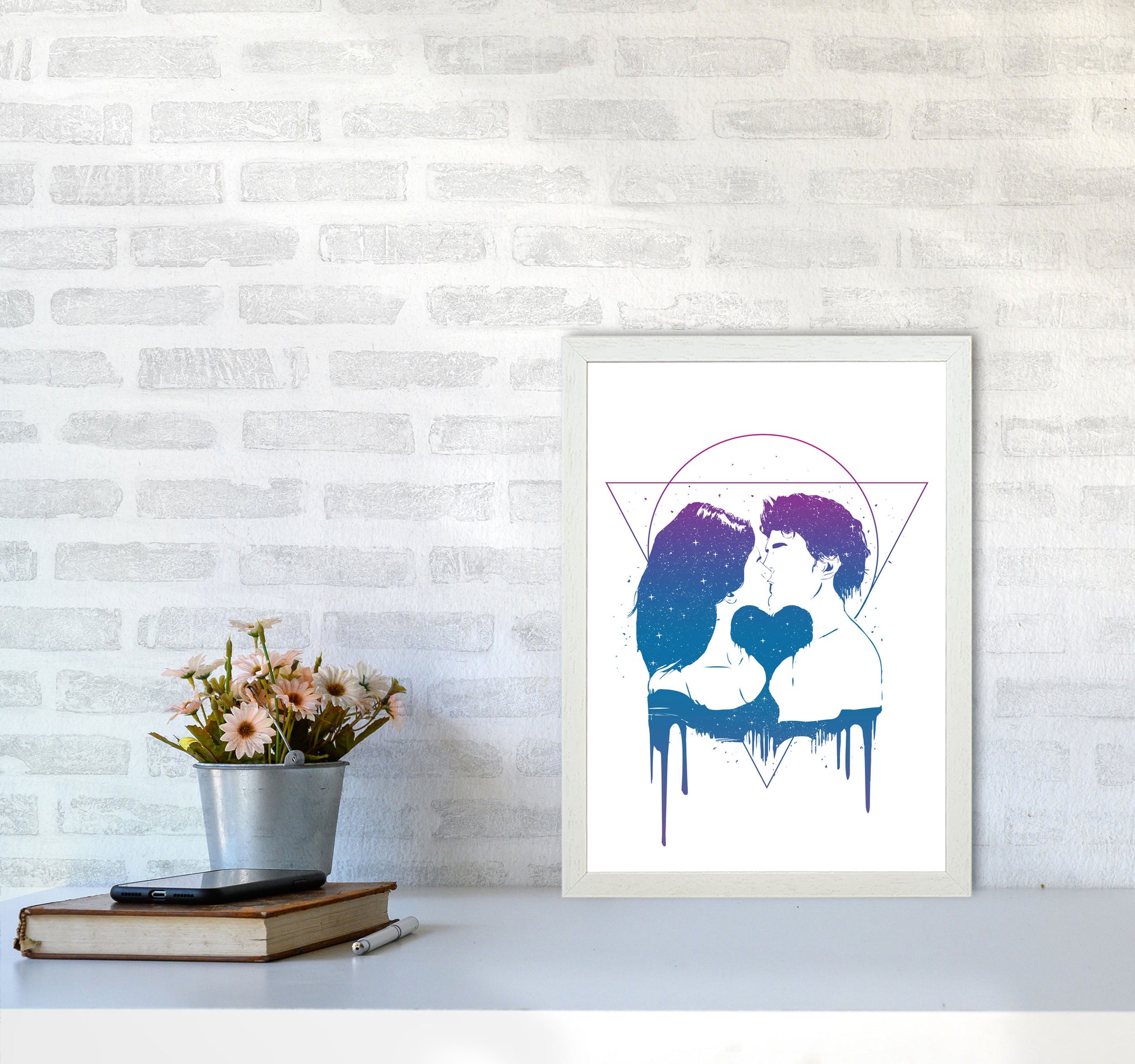 Cosmic Love Art Print by Balaz Solti A3 Oak Frame