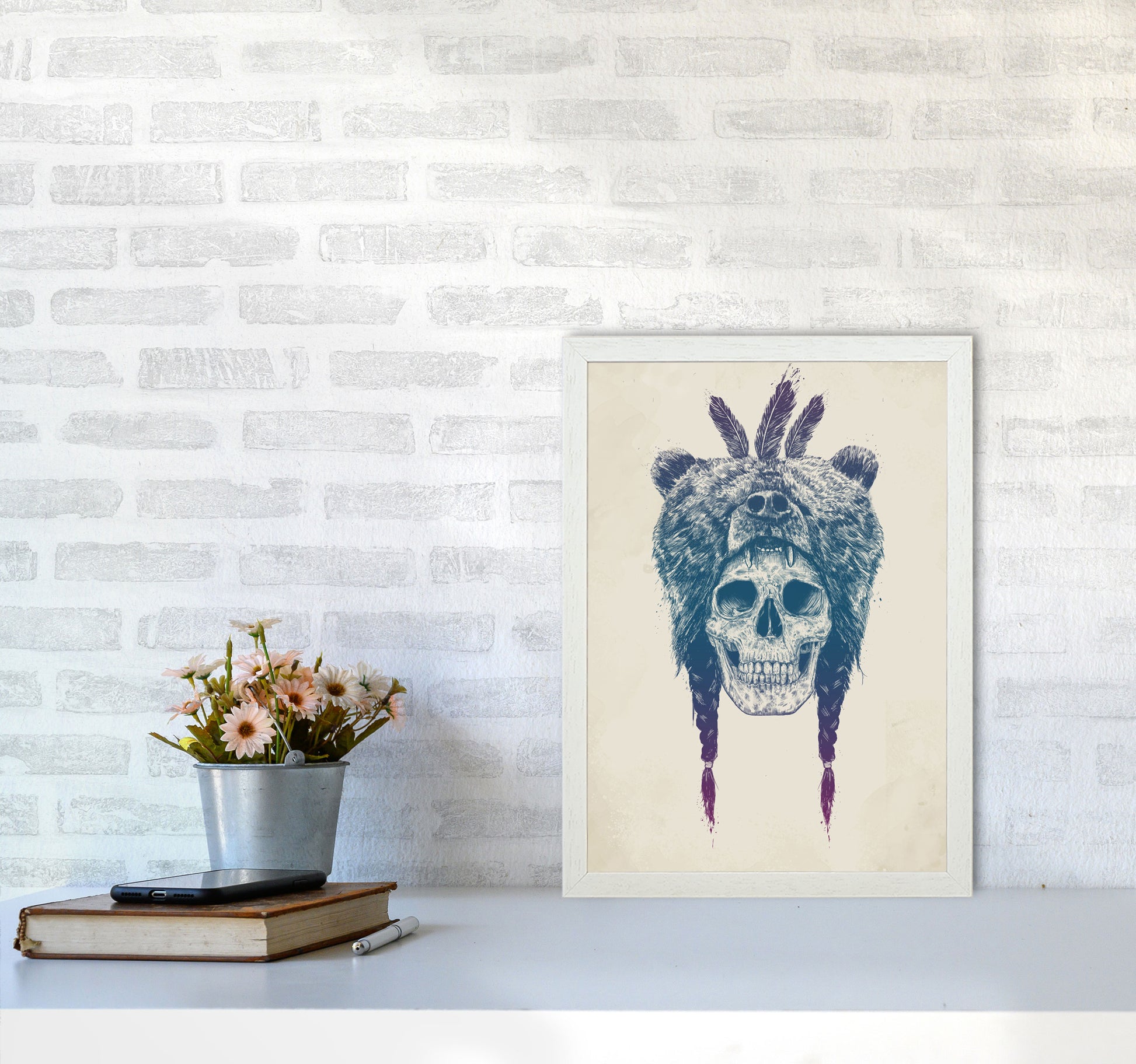 Dead Shaman Gothic Art Print by Balaz Solti A3 Oak Frame