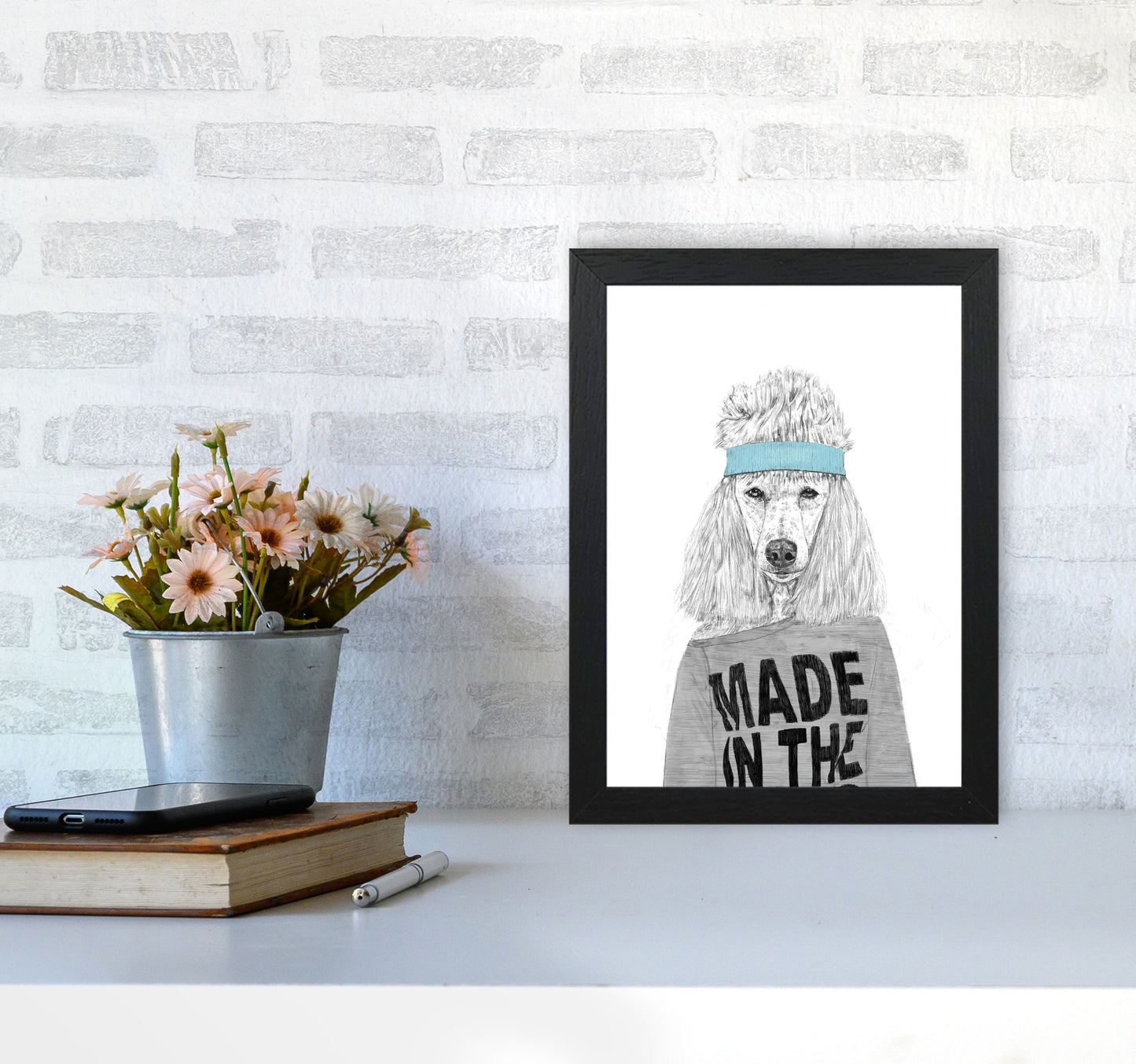 80's Bitch Dog Animal Modern Art Print by Balaz Solti A4 White Frame