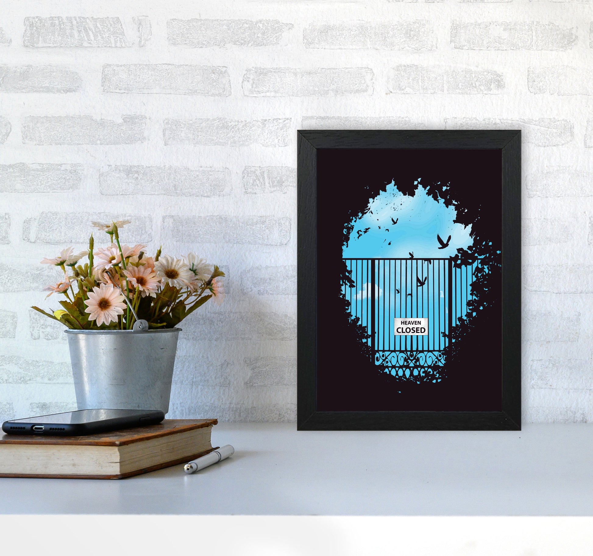 Heavens Door Art Print by Balaz Solti A4 White Frame