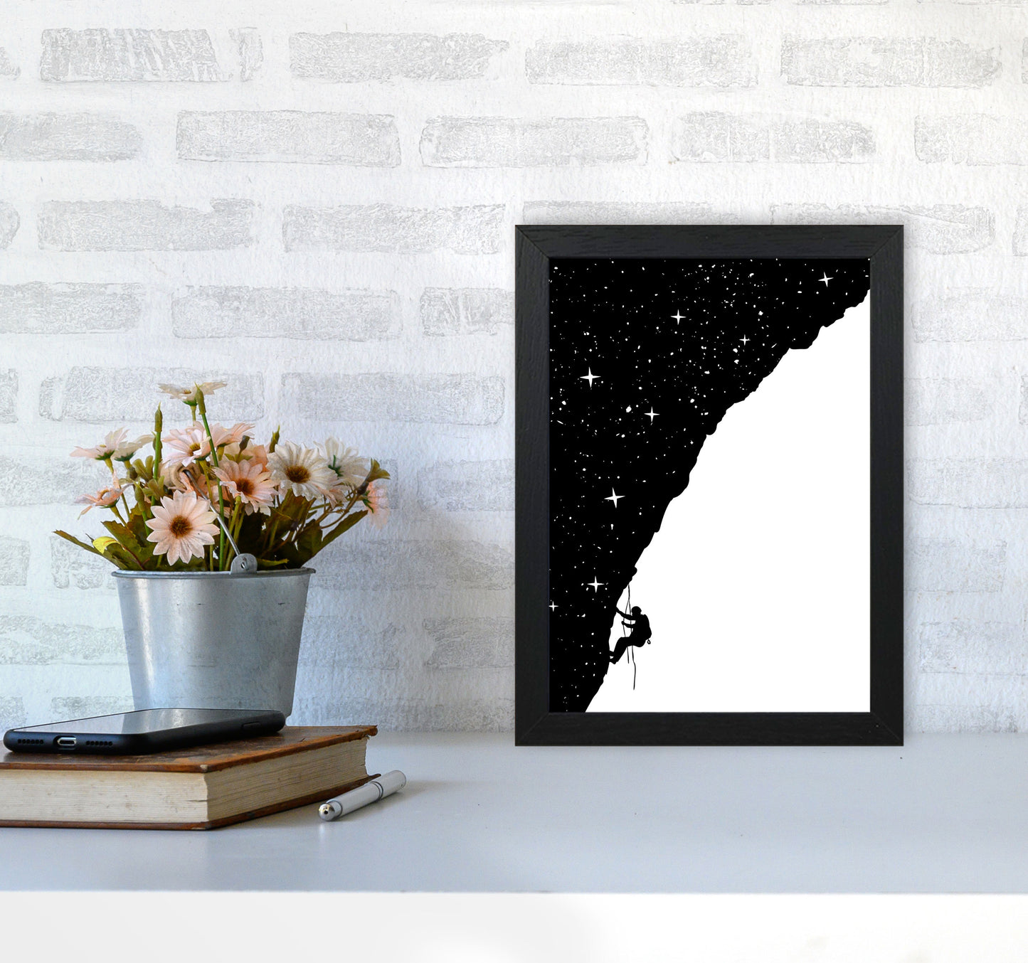 Night Climber B&W Art Print by Balaz Solti A4 White Frame