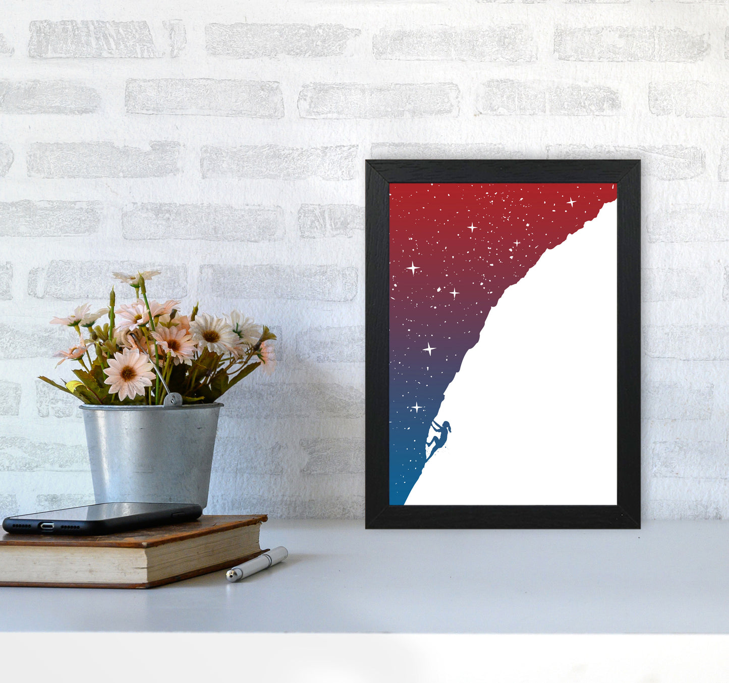 Night Climber Colour Art Print by Balaz Solti A4 White Frame