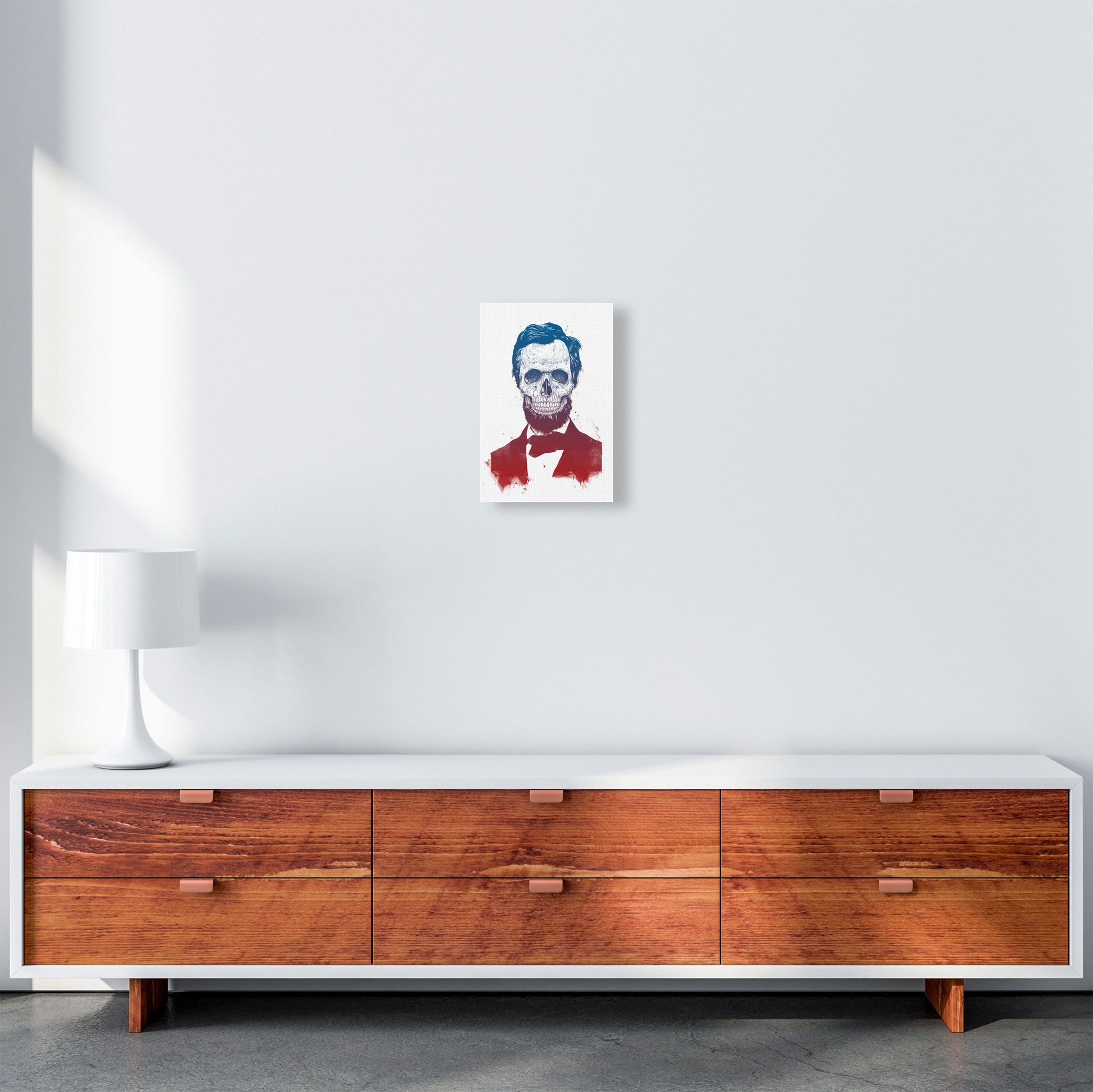 Dead Lincoln Skull Modern Art Print by Balaz Solti A4 Canvas