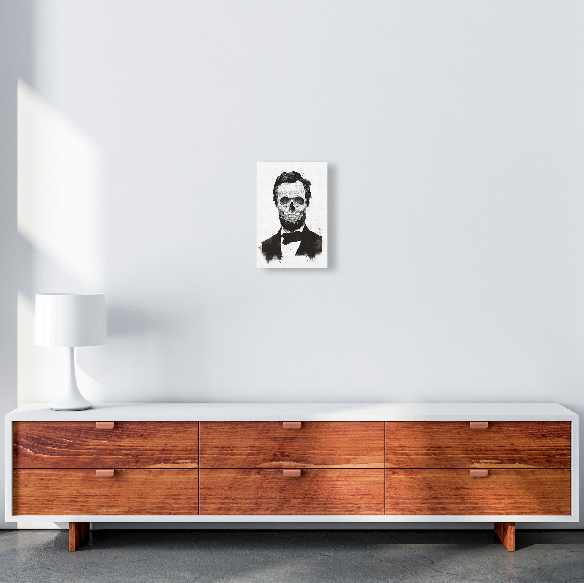 Dead Lincoln Skull B&W Modern Art Print by Balaz Solti A4 Canvas