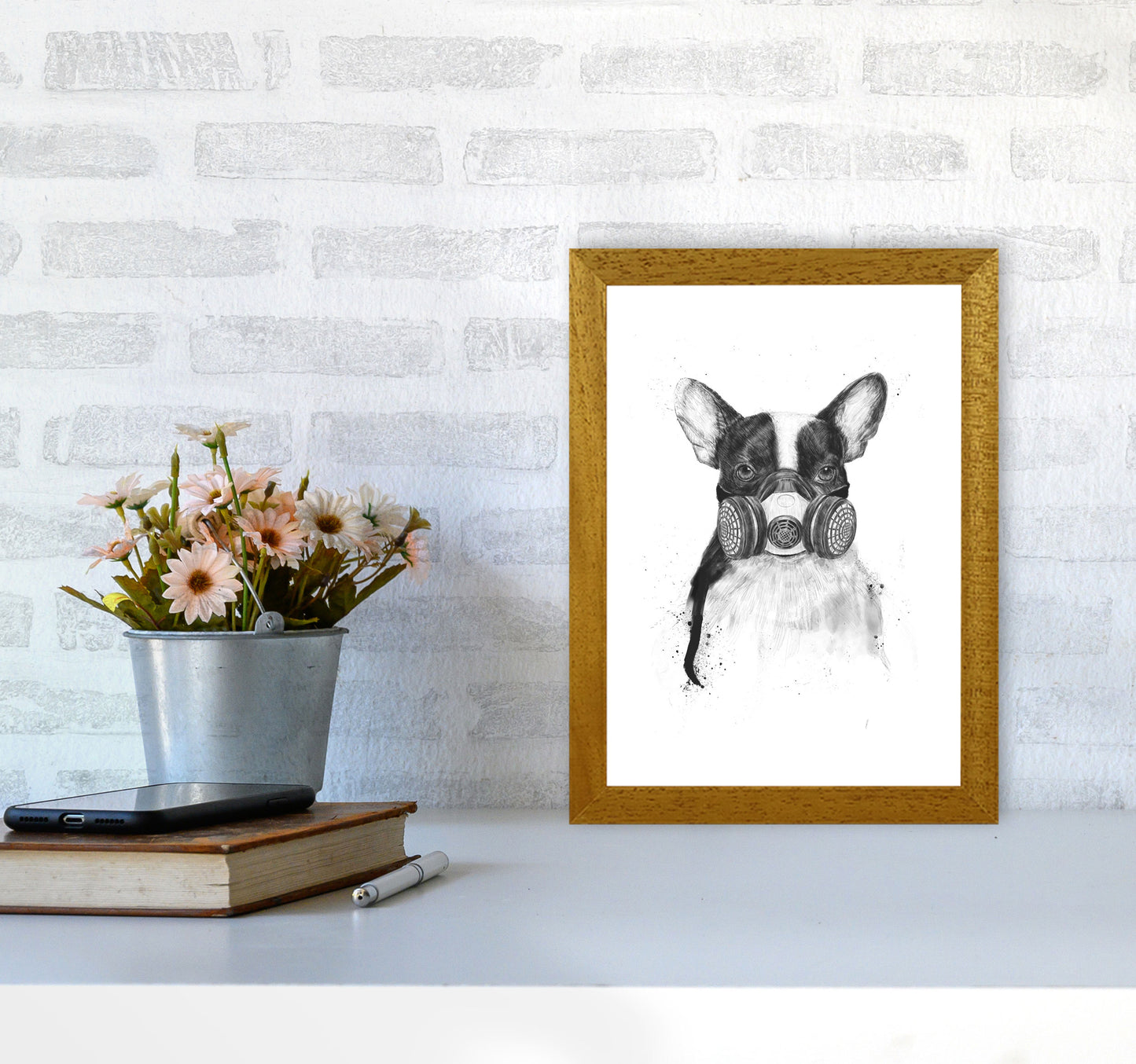 Big City Life Bulldog Animal Art Print by Balaz Solti A4 Print Only