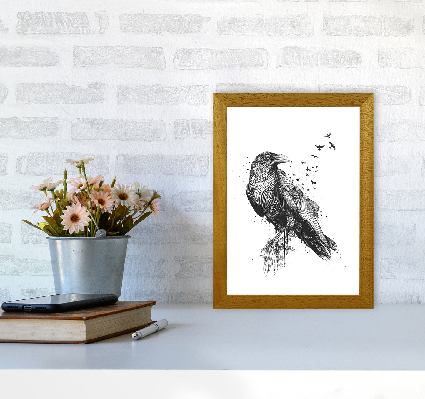 Born To Be Free Raven B&W Animal Art Print by Balaz Solti A4 Print Only