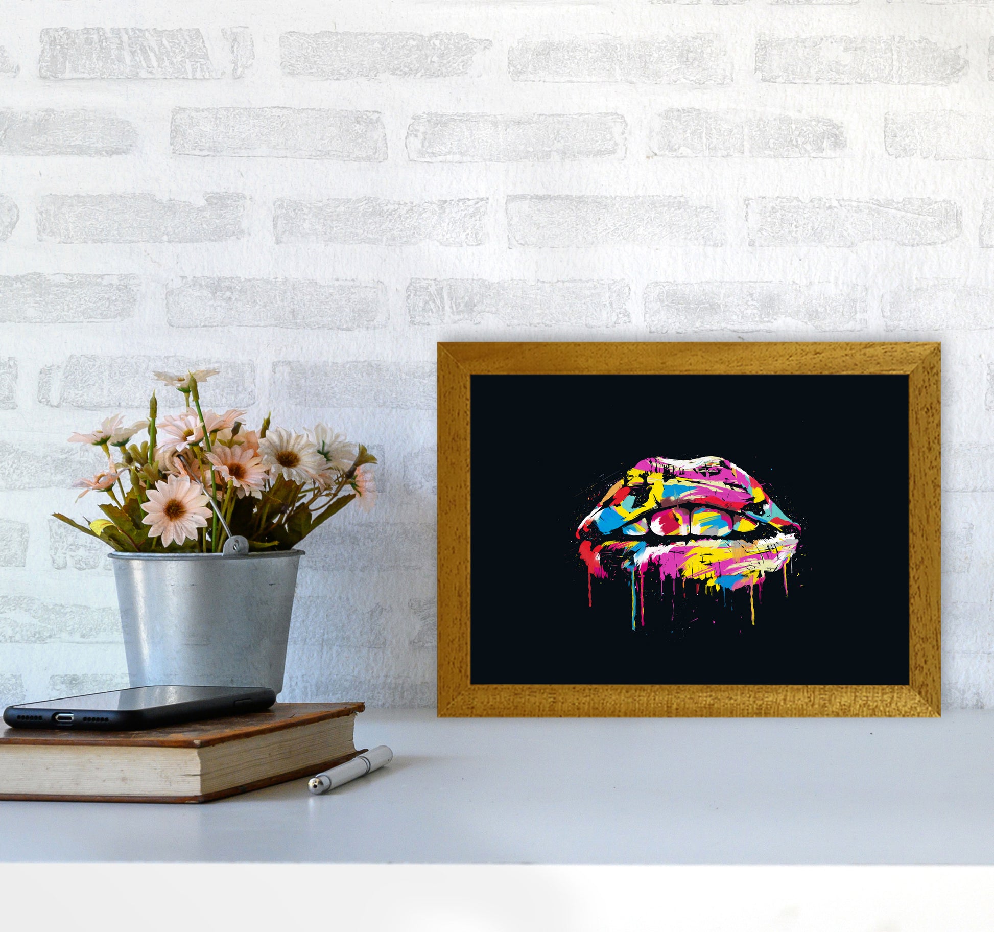 Colourful Lips Modern Art Print by Balaz Solti A4 Print Only