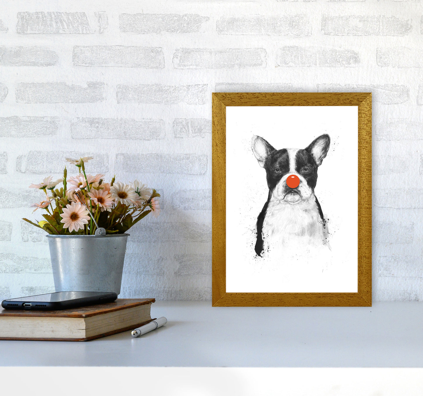 I'm Not Your Clown Bulldog Animal Art Print by Balaz Solti A4 Print Only