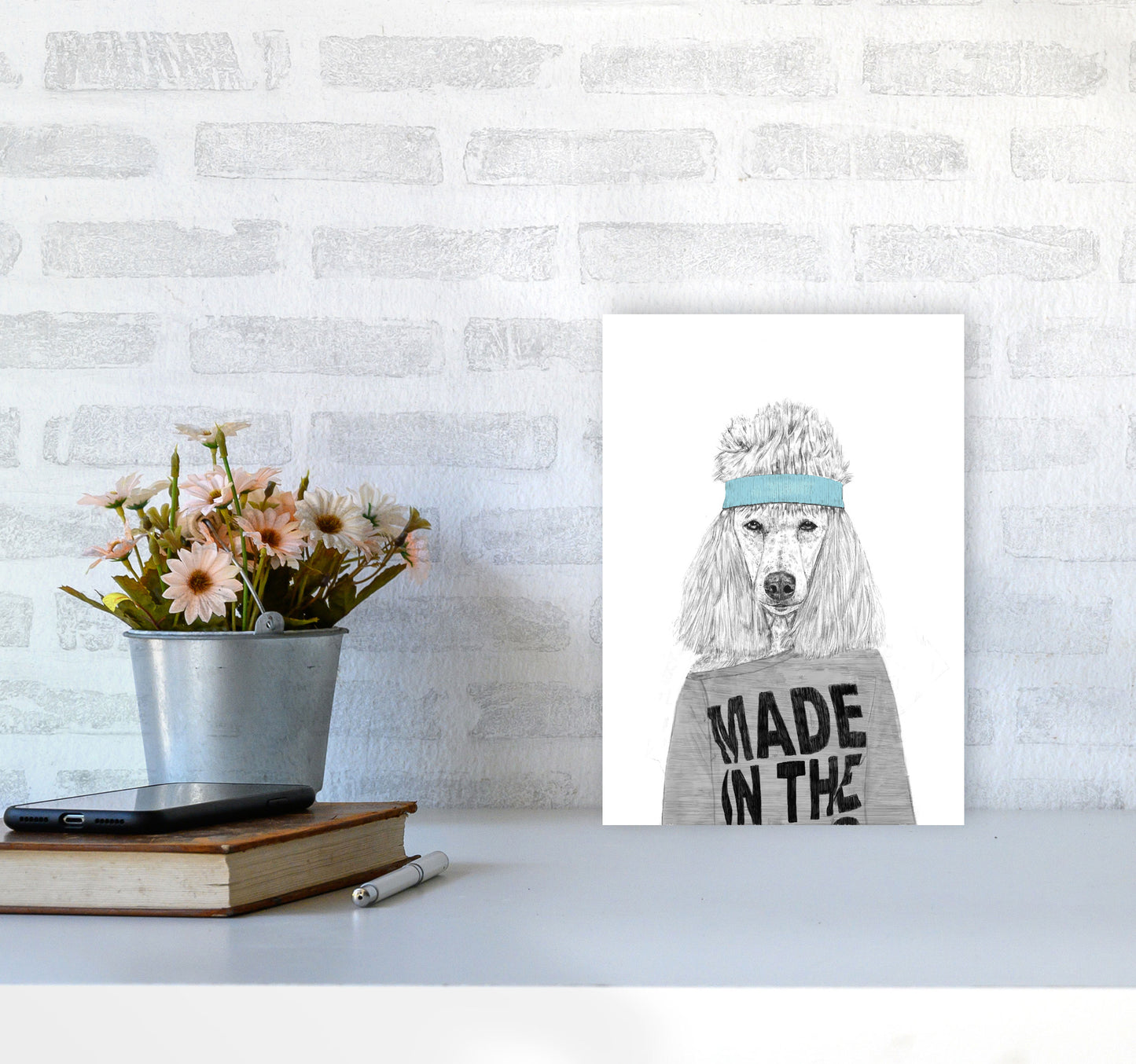 80's Bitch Dog Animal Modern Art Print by Balaz Solti A4 Black Frame