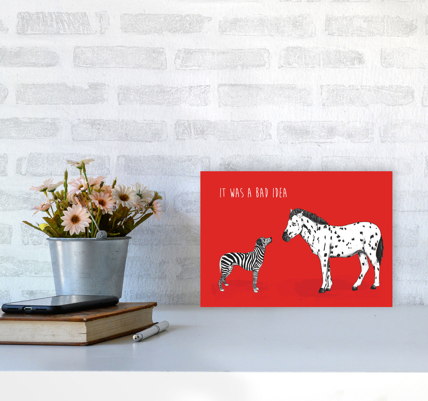 It Was A Bad Idea Humorous Animals Animal Art Print by Balaz Solti A4 Black Frame