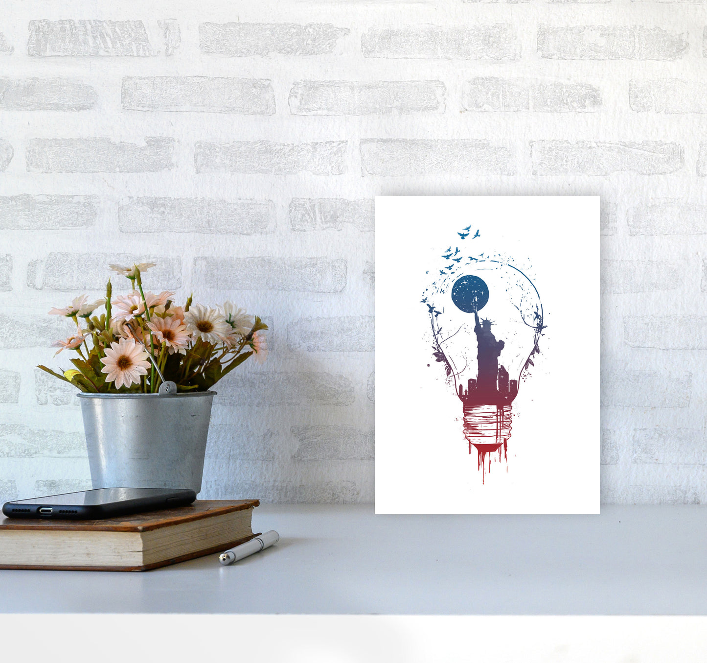 Big City Lights Art Print by Balaz Solti A4 Black Frame