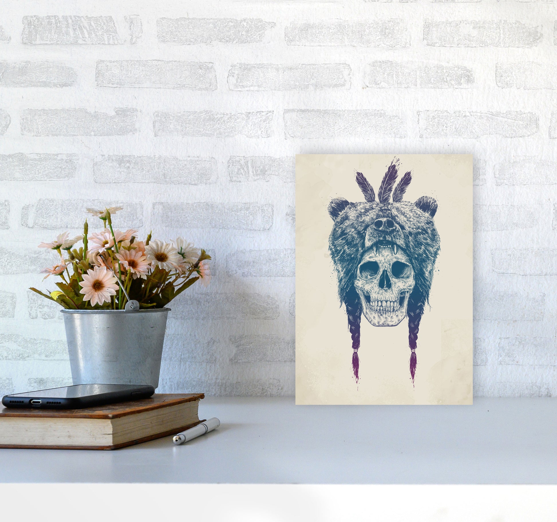 Dead Shaman Gothic Art Print by Balaz Solti A4 Black Frame